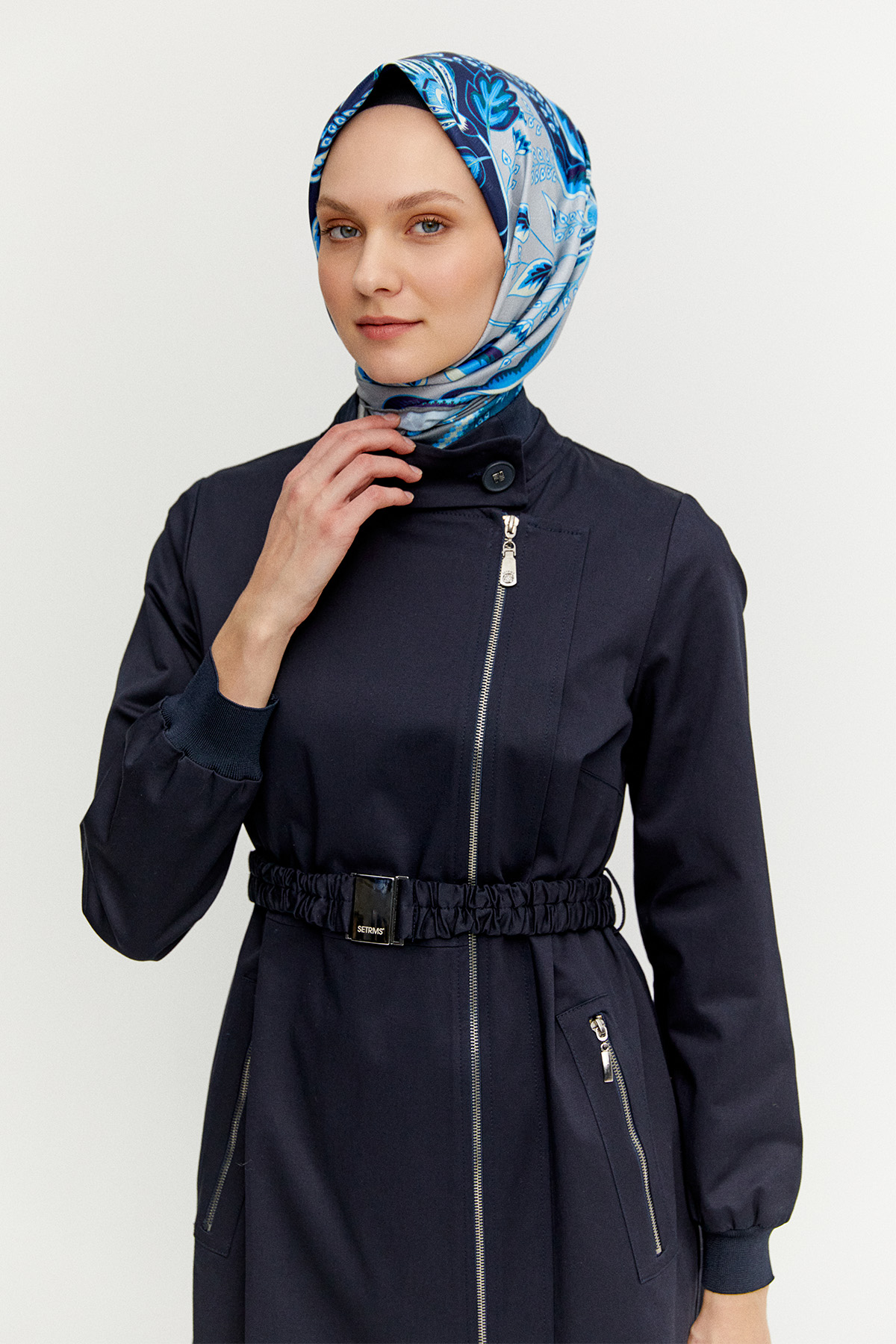 Ribanalı Kruvaze Fermuarlı Pardesü