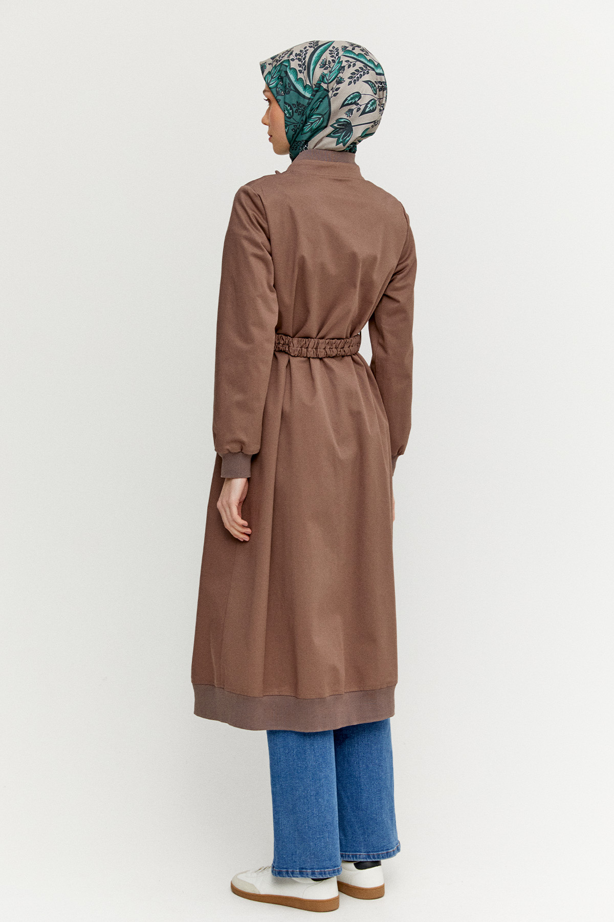 Ribanalı Kruvaze Fermuarlı Pardesü, Tesettür Giyim