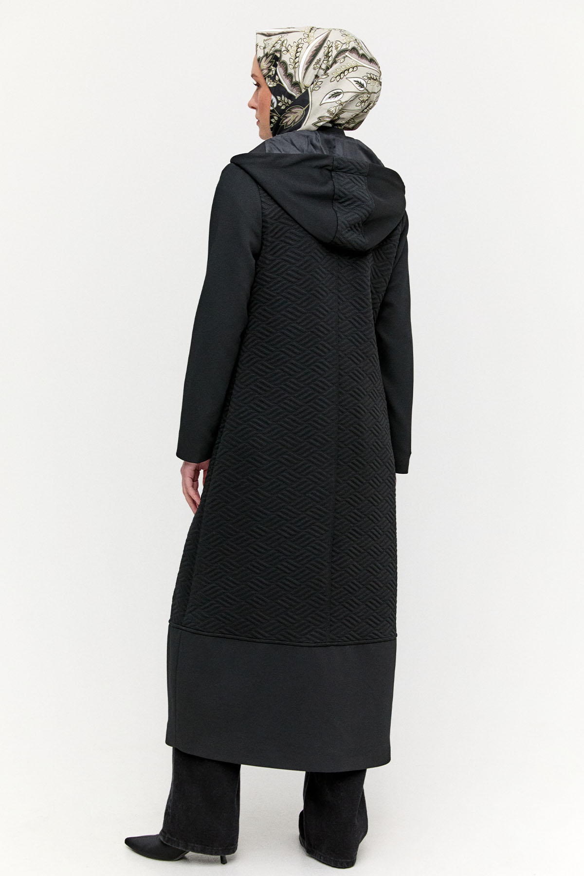 Stoperli Kapüşonlu Fermuarlı Kap, Tesettür Giyim