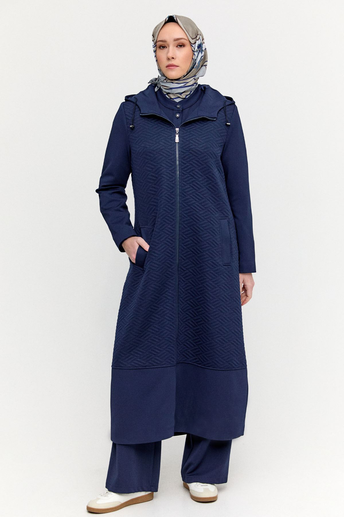Stoperli Kapüşonlu Fermuarlı Kap, Tesettür Giyim