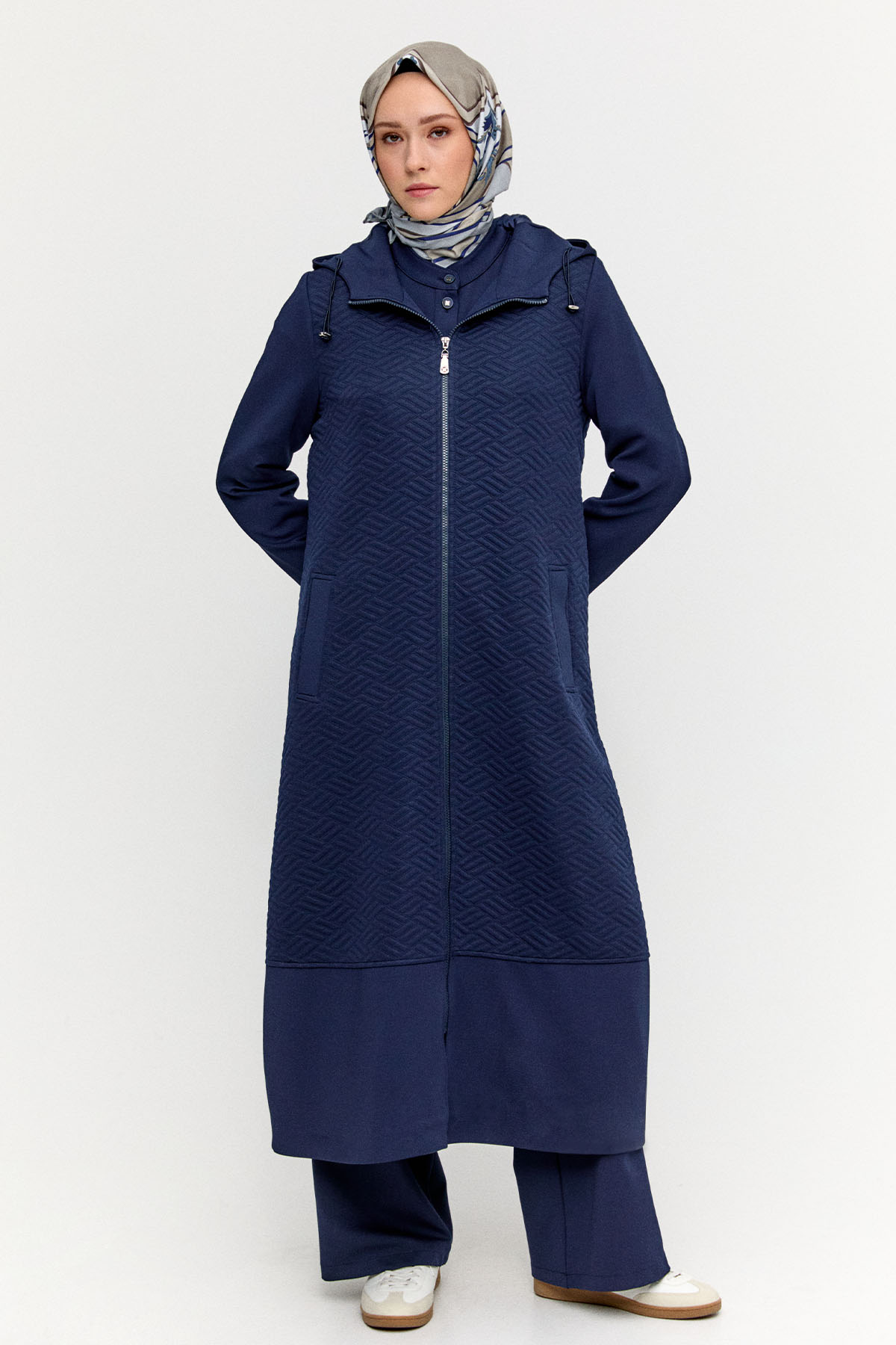 Stoperli Kapüşonlu Fermuarlı Kap, Tesettür Giyim