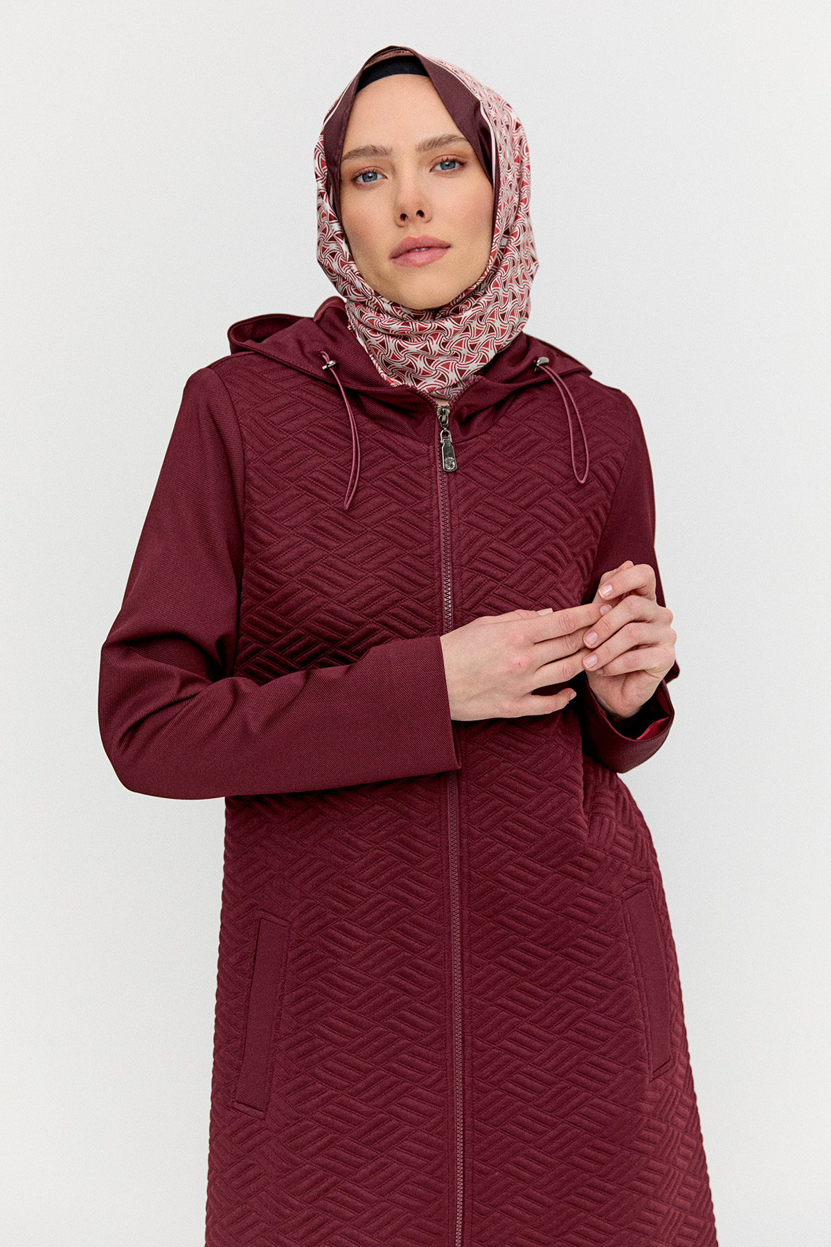 Stoperli Kapüşonlu Fermuarlı Kap, Tesettür Giyim