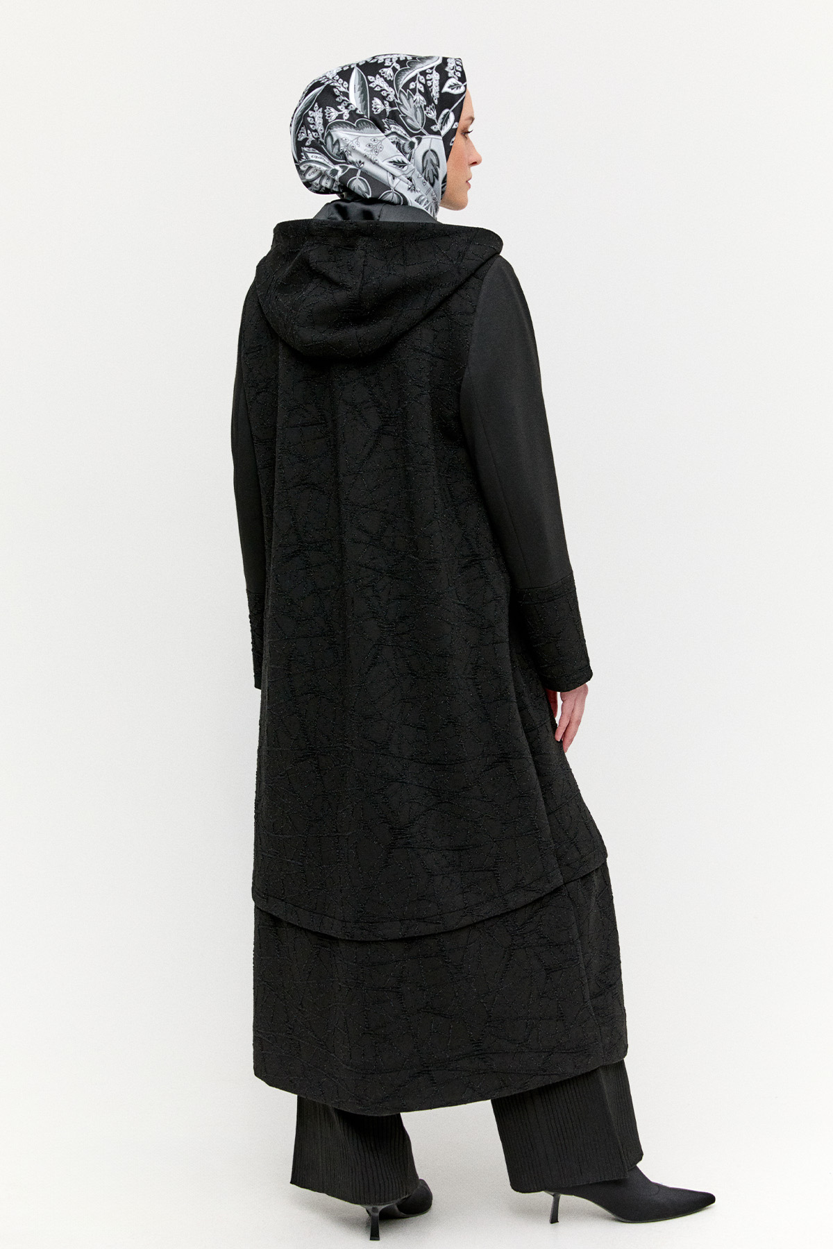 Kapüşonlu Örme Pardesü, Tesettür Giyim