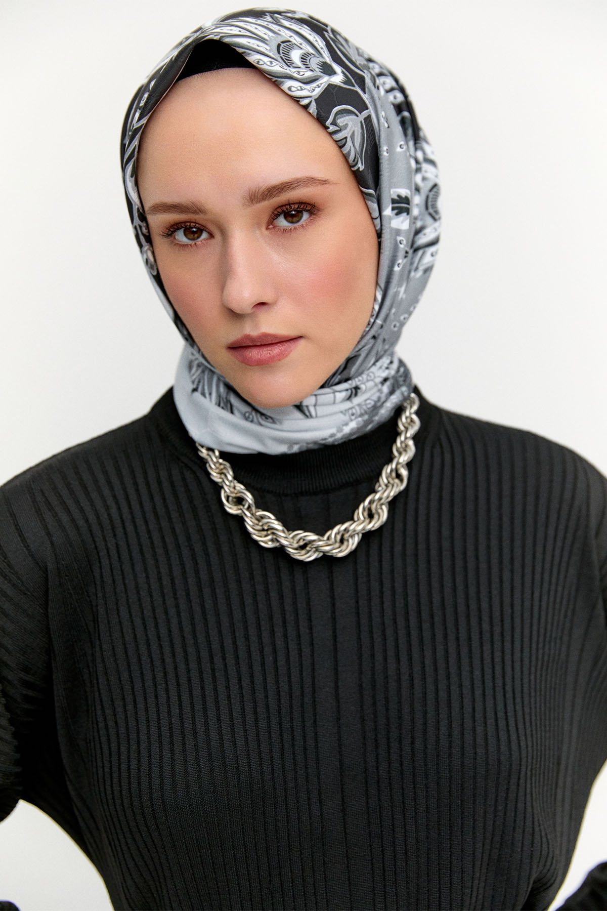 Çizgi Dokulu Triko İkili Takım, Tesettür Giyim