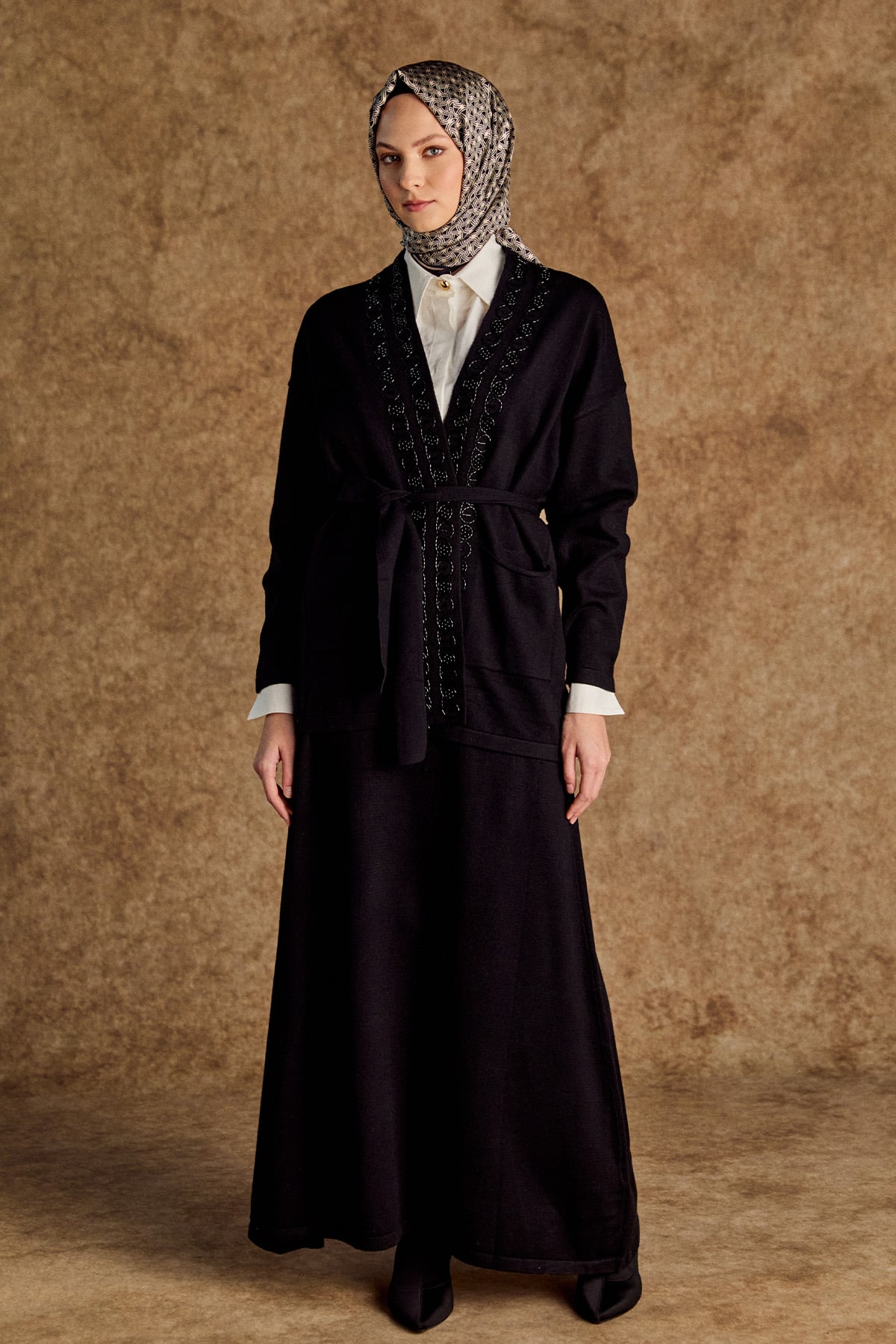 Boncuk Detaylı Triko Twinset