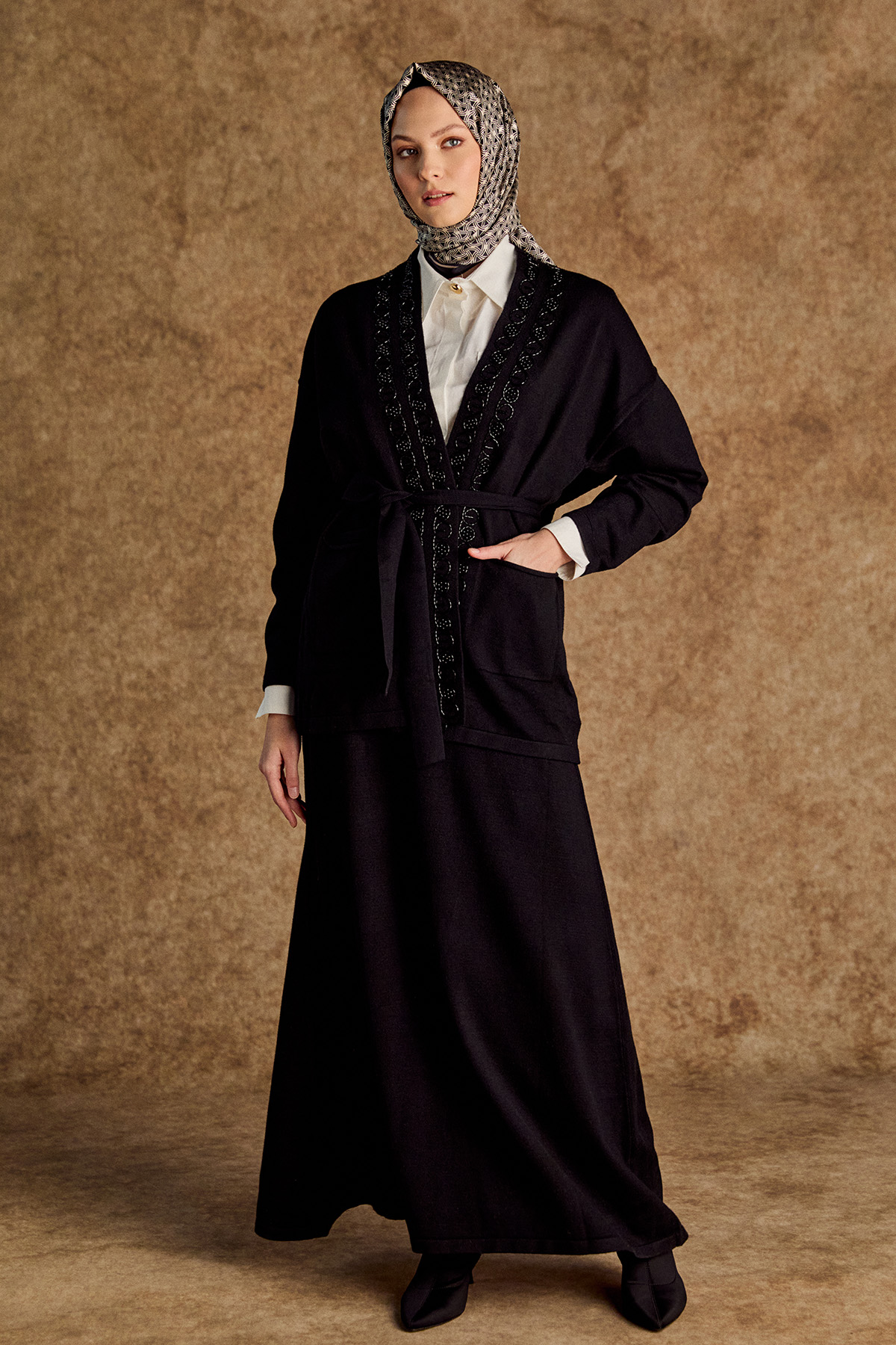 Boncuk Detaylı Triko Twinset