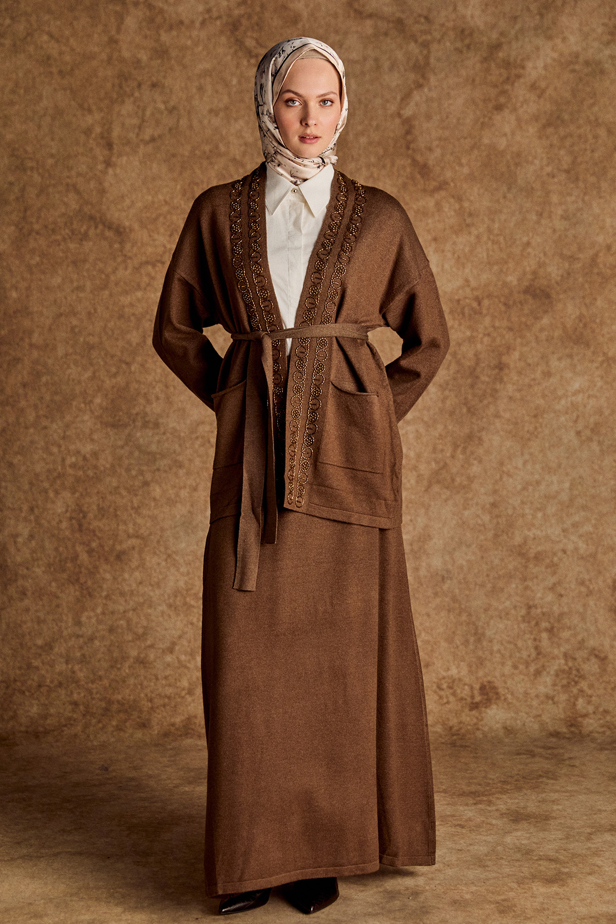 Boncuk Detaylı Triko Twinset