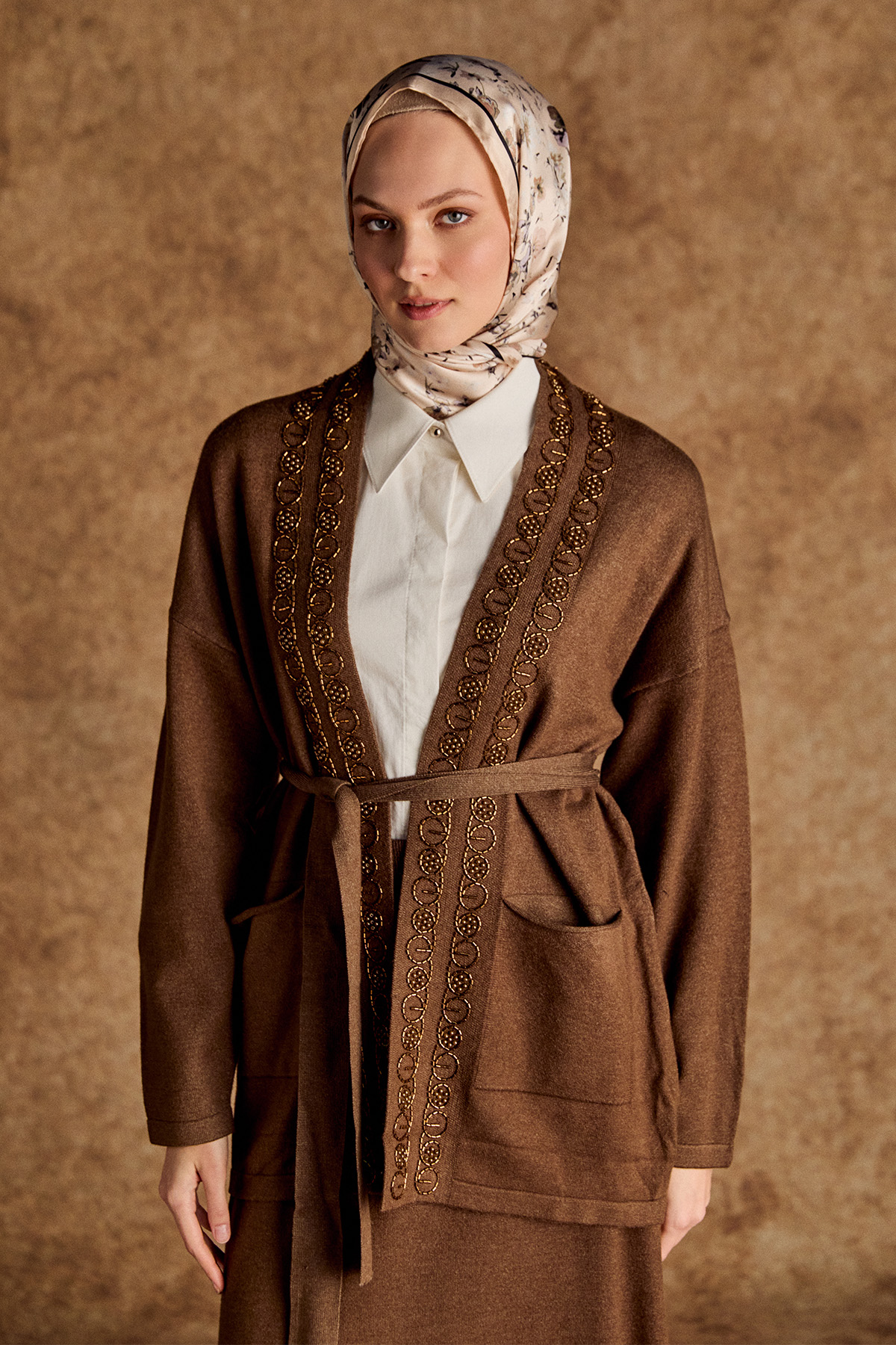 Boncuk Detaylı Triko Twinset