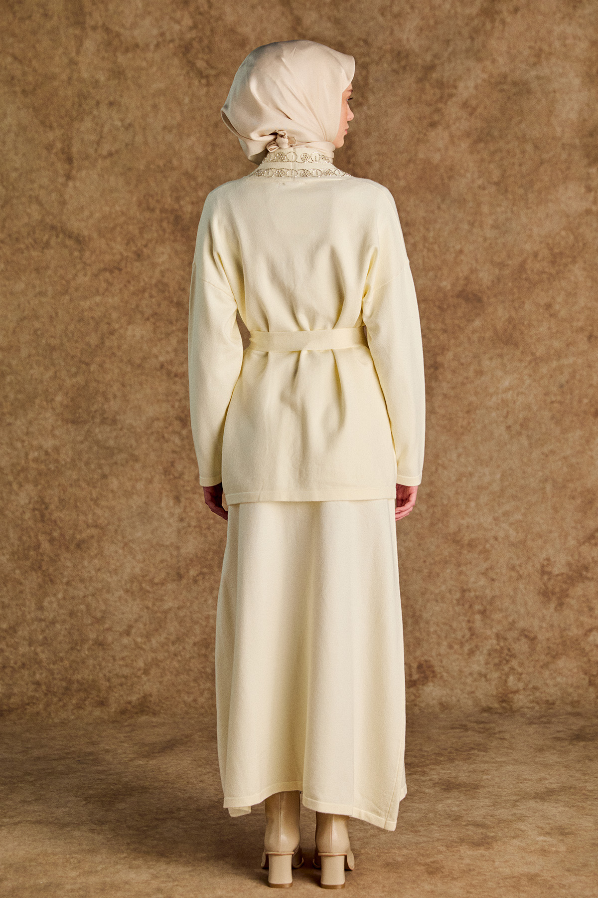 Boncuk Detaylı Triko Twinset