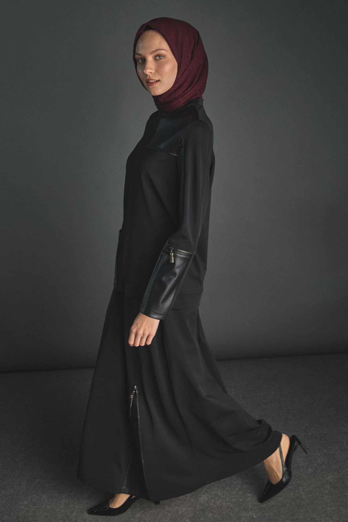 Suni Deri Detaylı İkili Takım