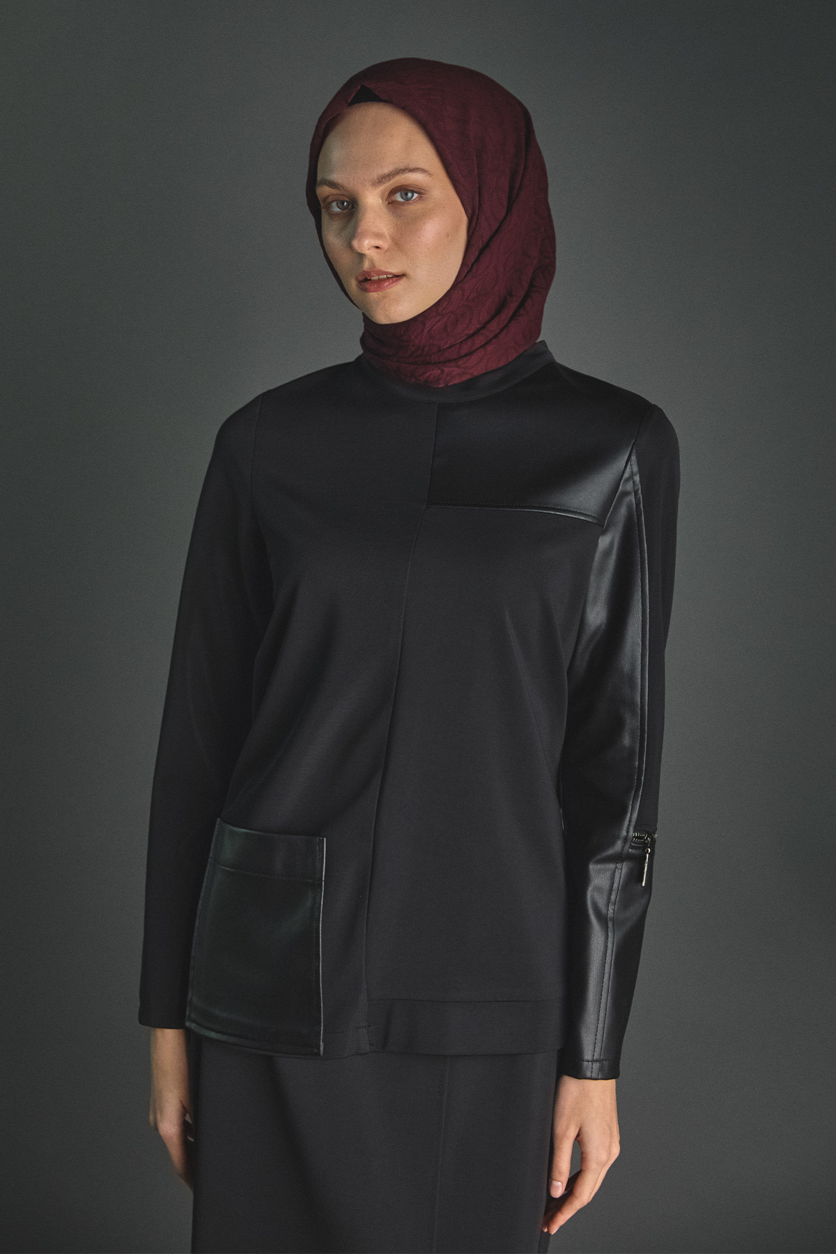 Suni Deri Detaylı İkili Takım