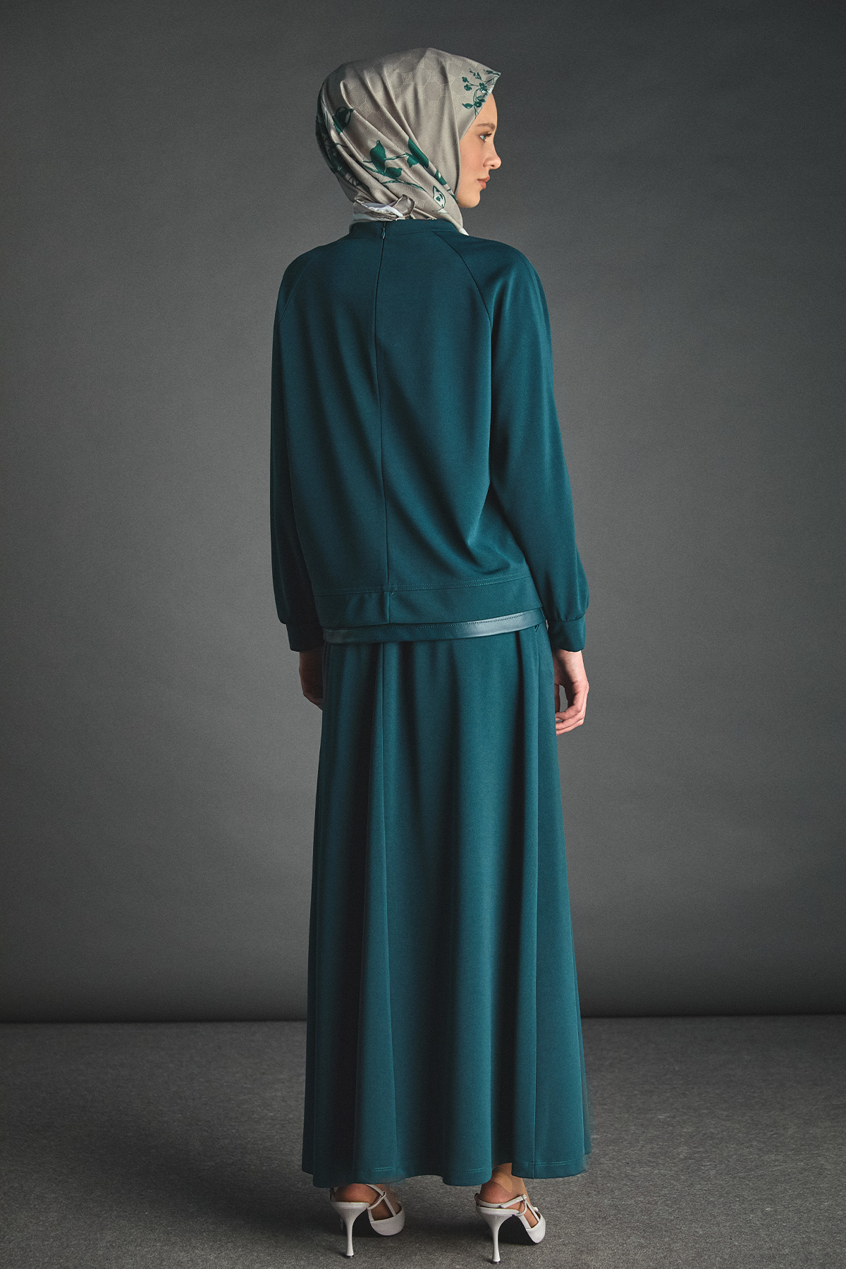 Deri Detaylı Etekli İkili Takım