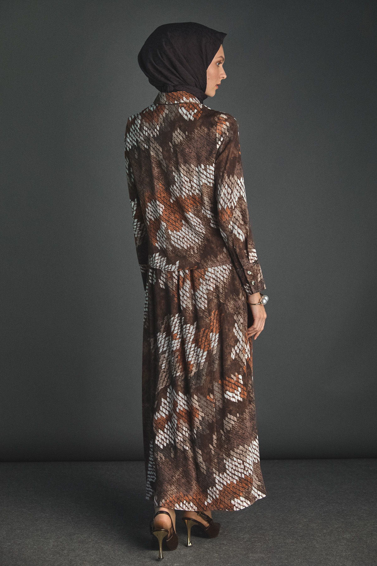 Desenli Etek Gömlek İkili Takım