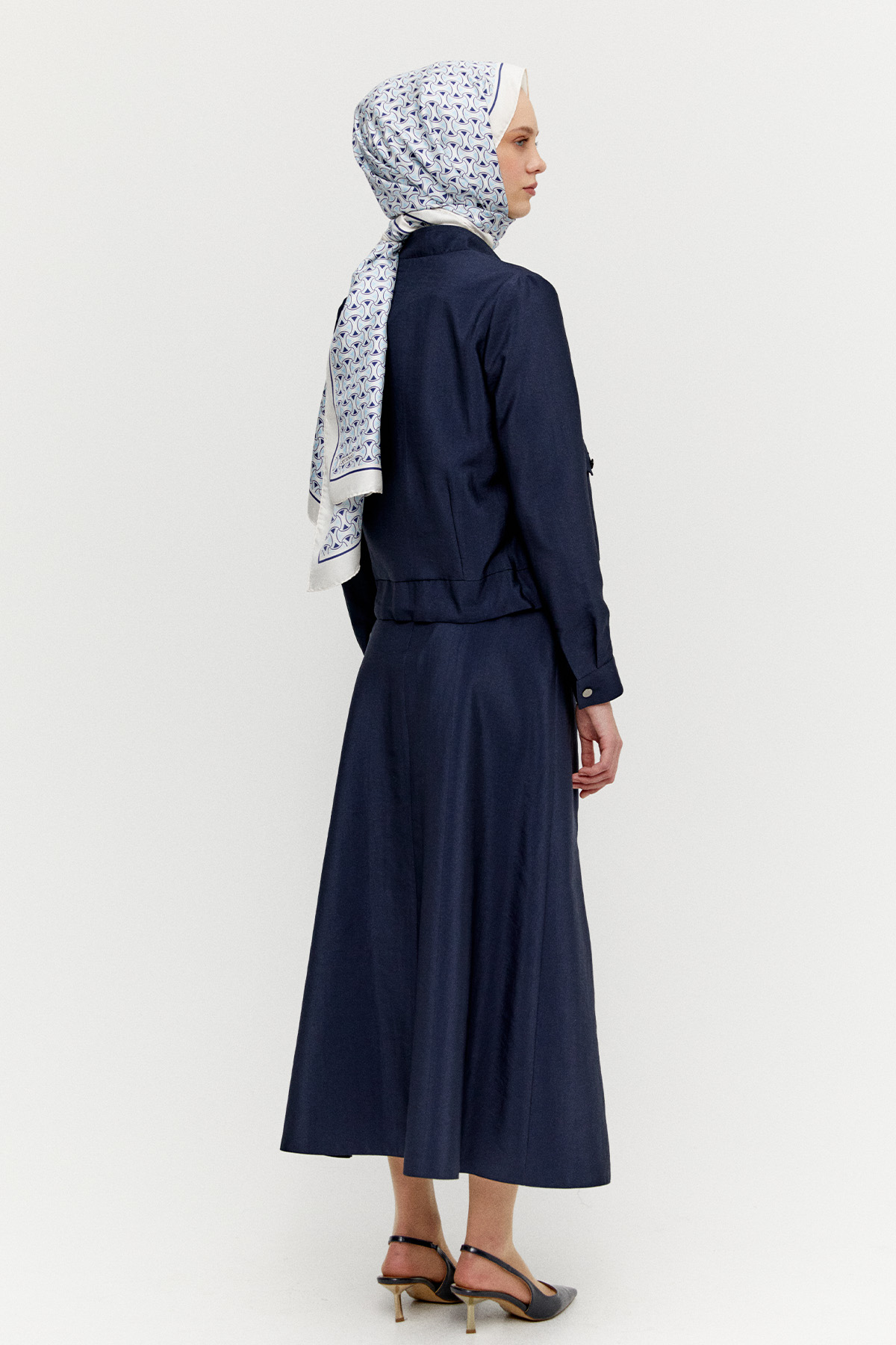 Fermuarlı Ceket Evaze Etek İkili Takım