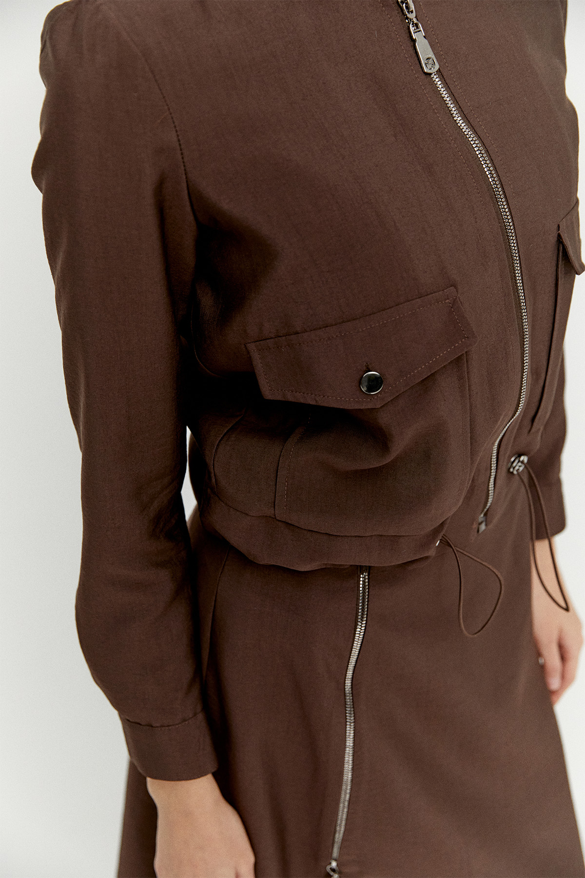 Fermuarlı Ceket Evaze Etek İkili Takım