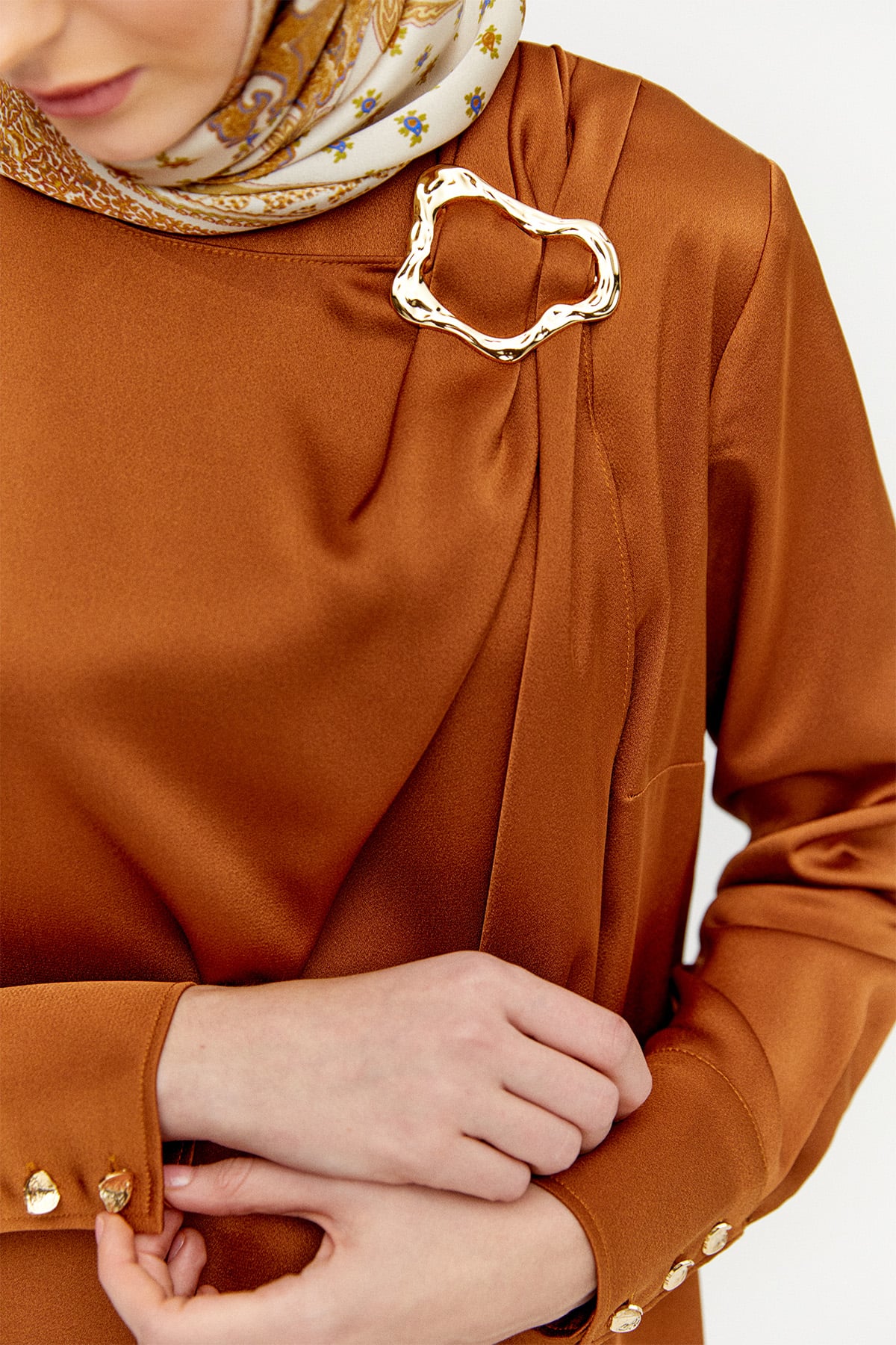 Asimetrik İkili Saten Takım, Tesettür Giyim