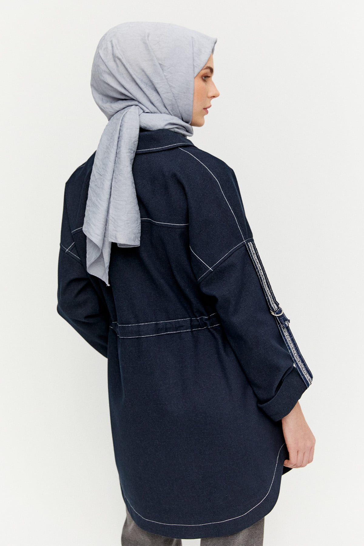 Spor Dikişli Gabardin Kap, Tesettür Giyim