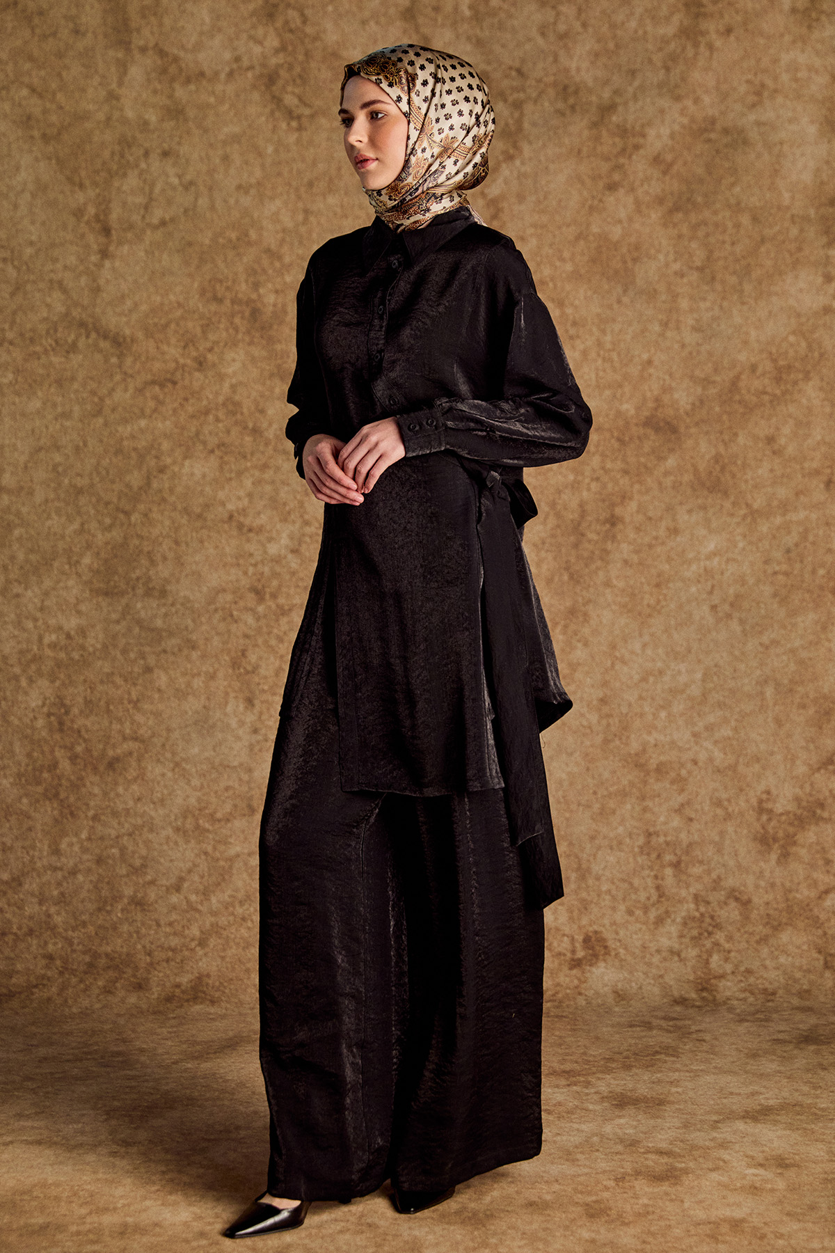 Düğmeli Jakarlı İkili Takım