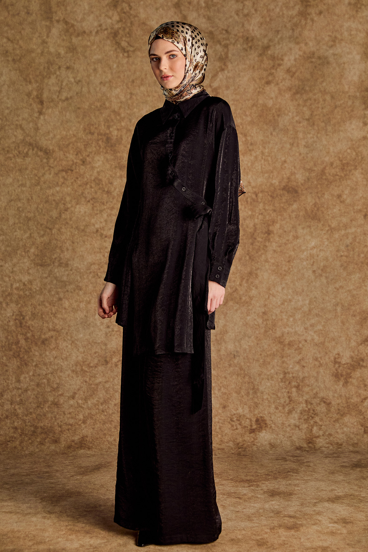 Düğmeli Jakarlı İkili Takım