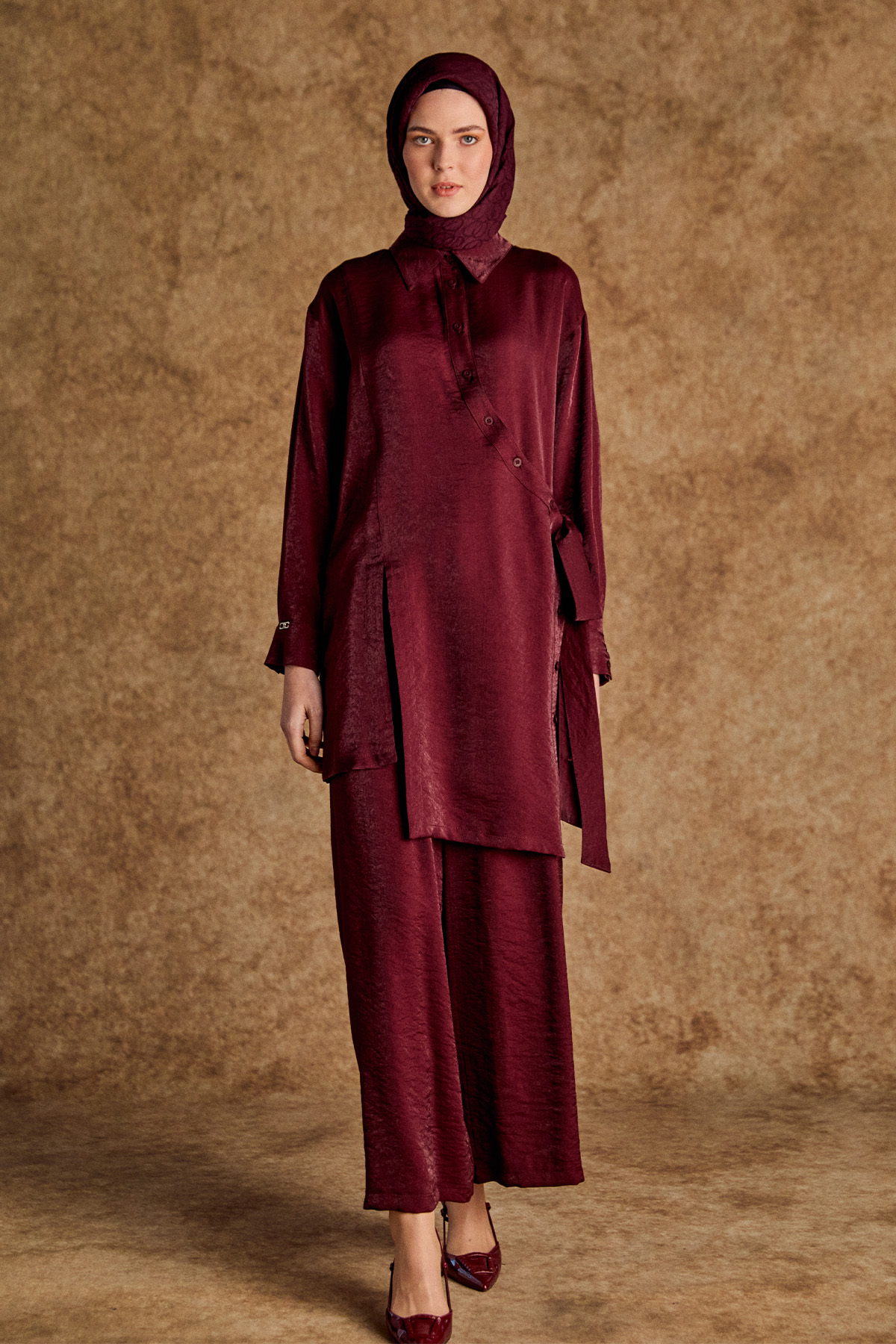 Düğmeli Jakarlı İkili Takım