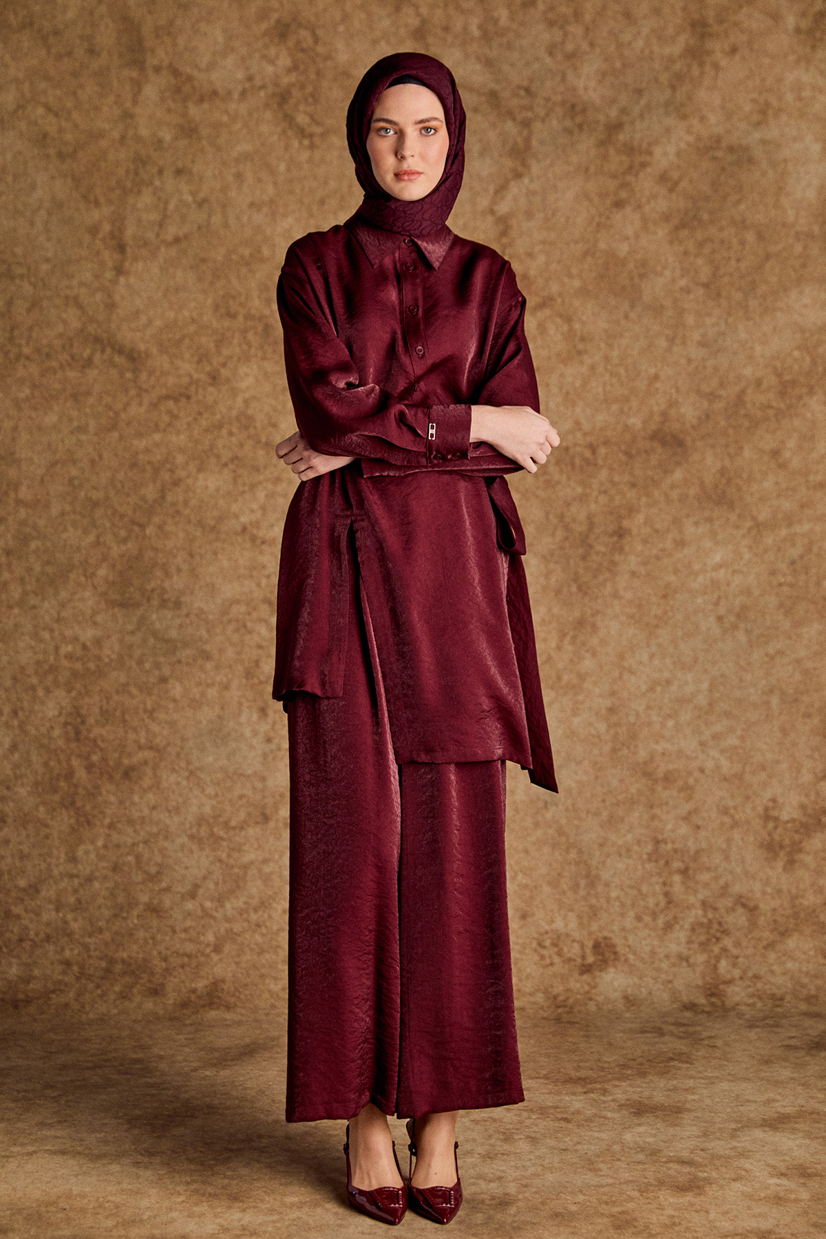 Düğmeli Jakarlı İkili Takım