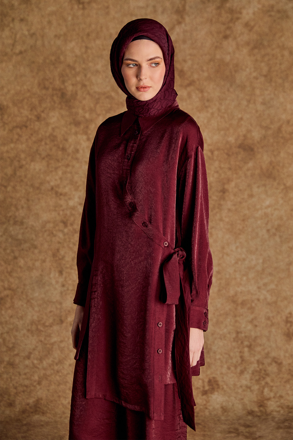 Düğmeli Jakarlı İkili Takım