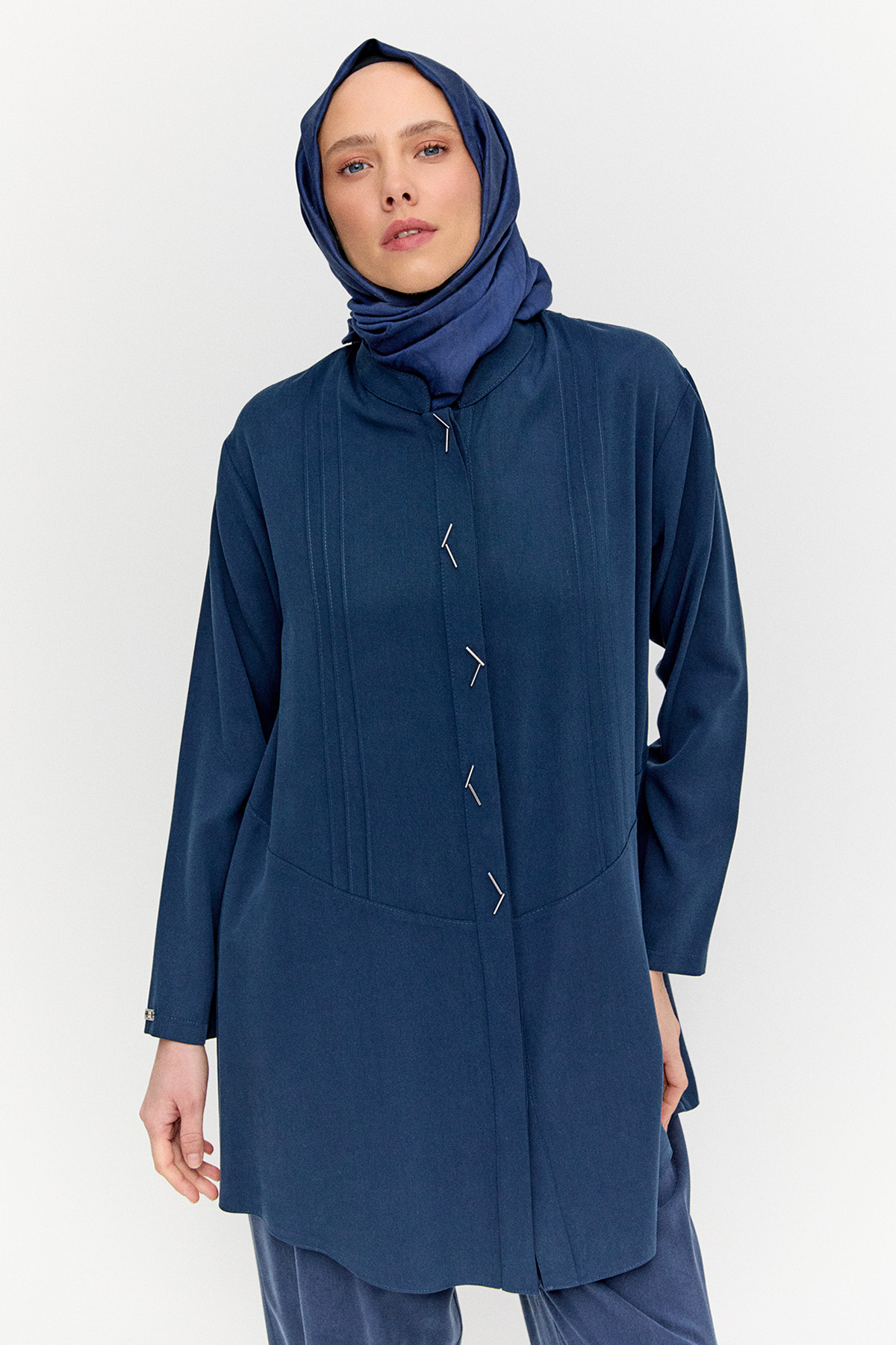 Boncuk Detaylı Nervürlü Tunik, Tesettür Giyim