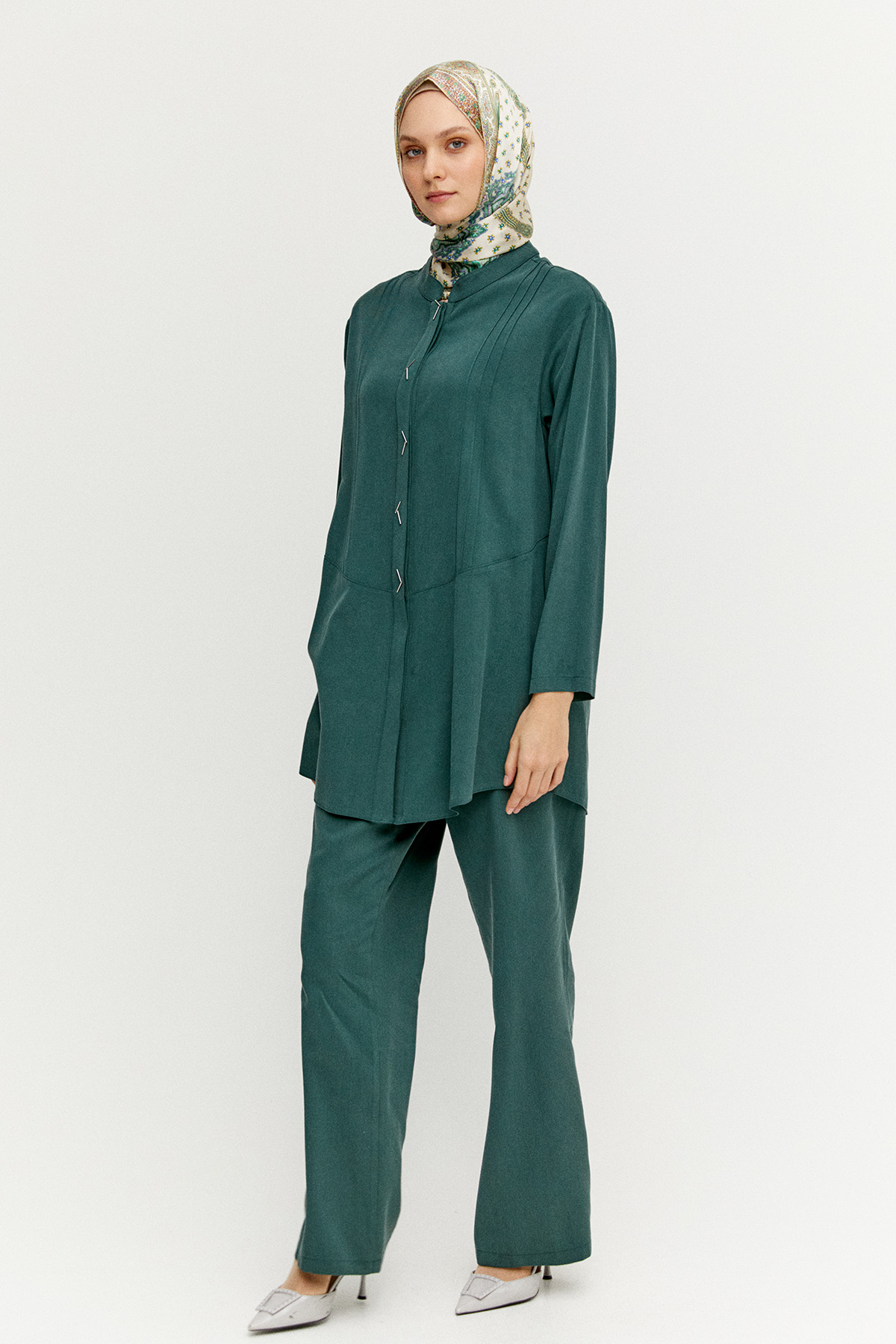 Boncuk Detaylı Nervürlü Tunik, Tesettür Giyim