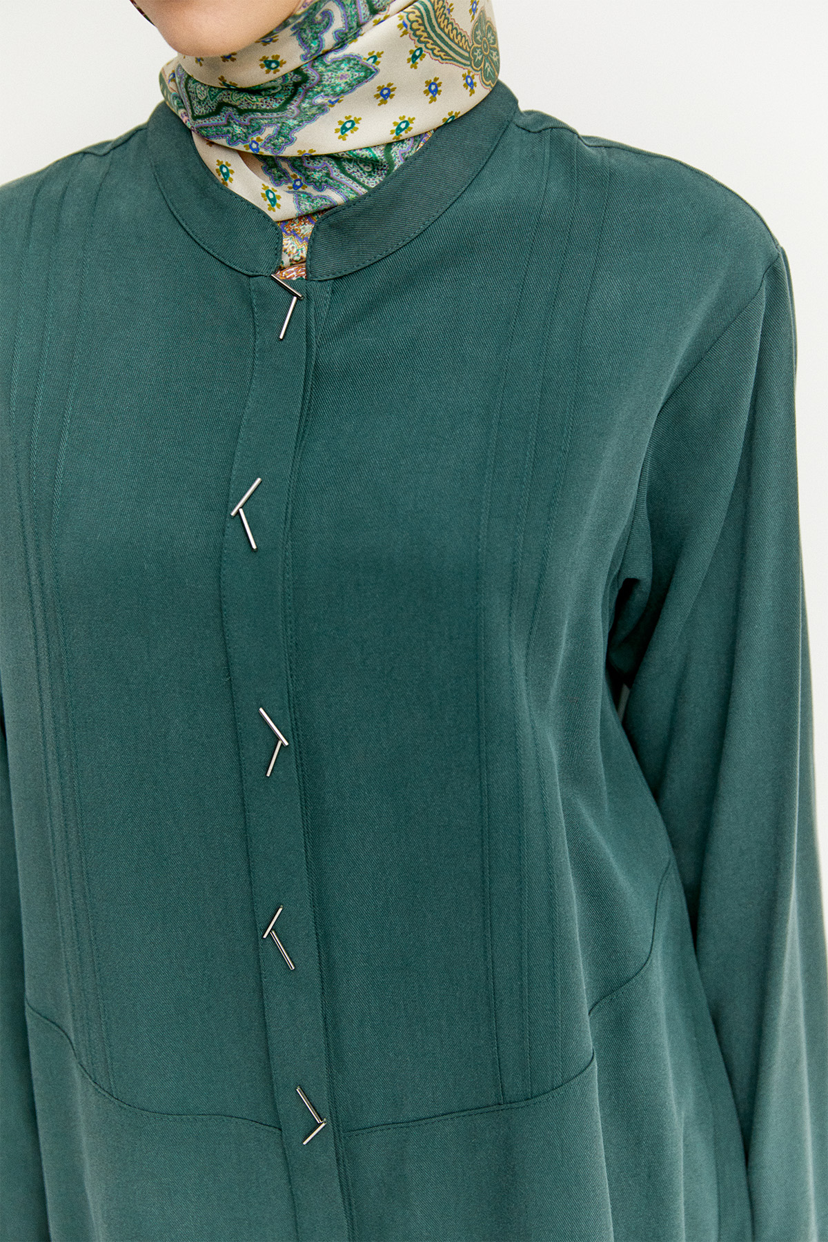 Boncuk Detaylı Nervürlü Tunik, Tesettür Giyim