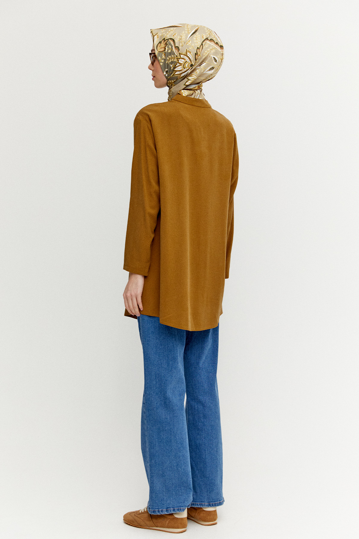 Boncuk Detaylı Nervürlü Tunik, Tesettür Giyim