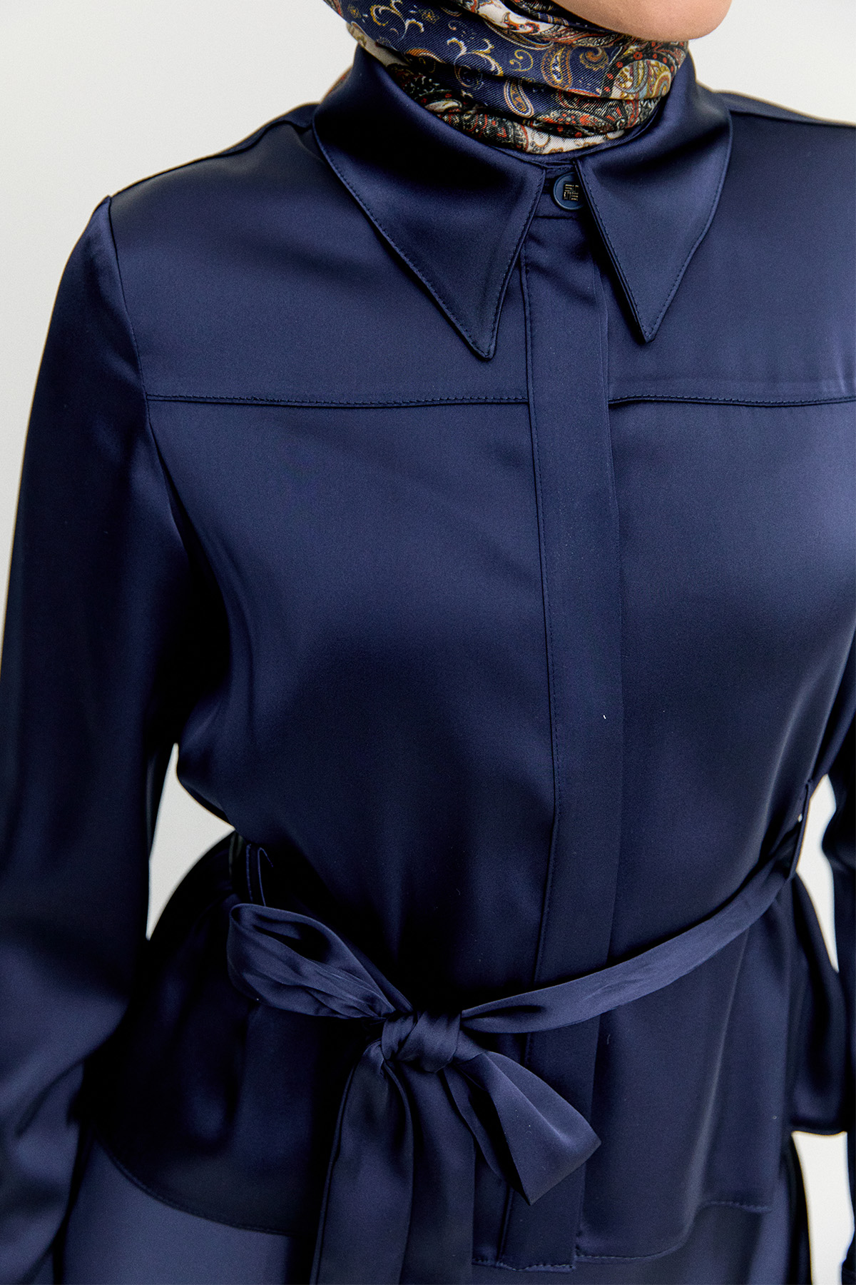 Kuşaklı Saten İkili Takım, Tesettür Giyim