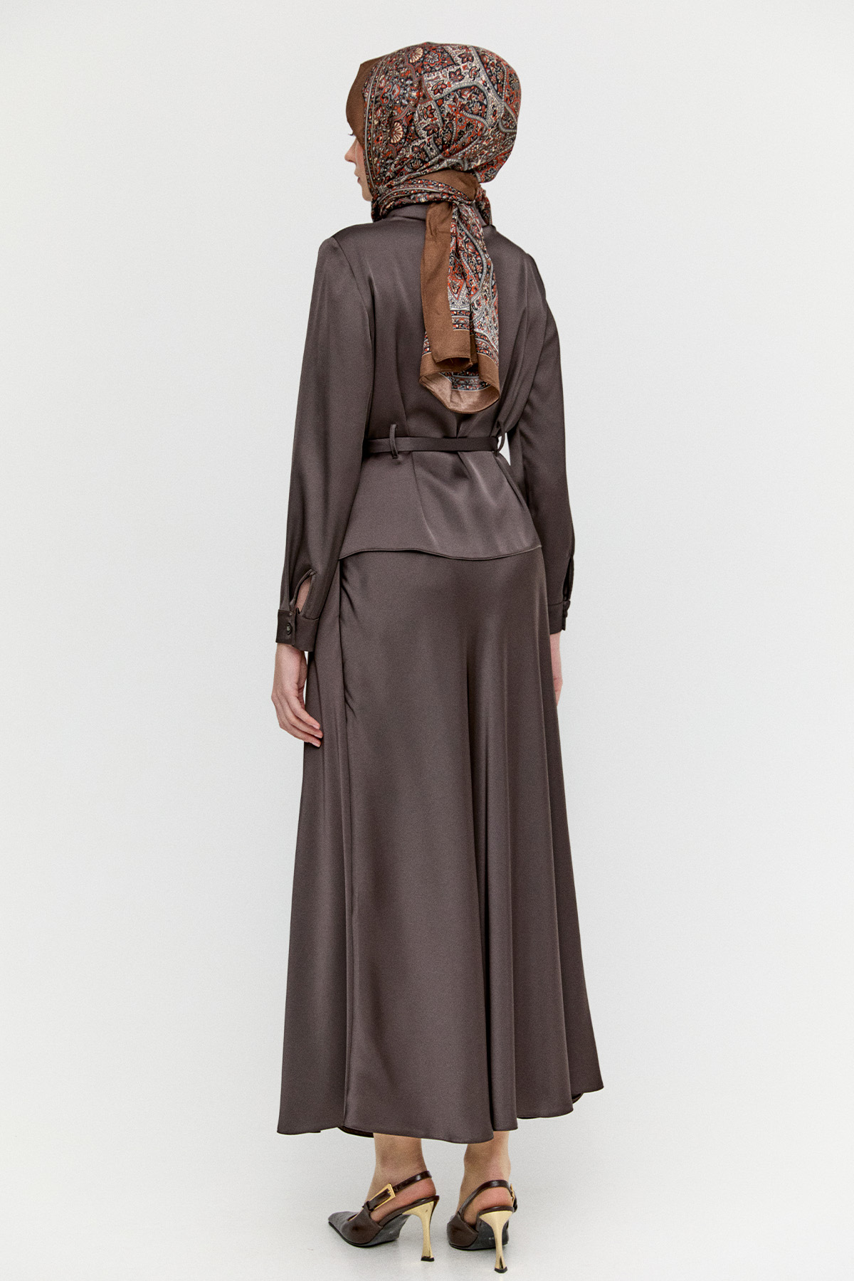 Kuşaklı Saten İkili Takım, Tesettür Giyim