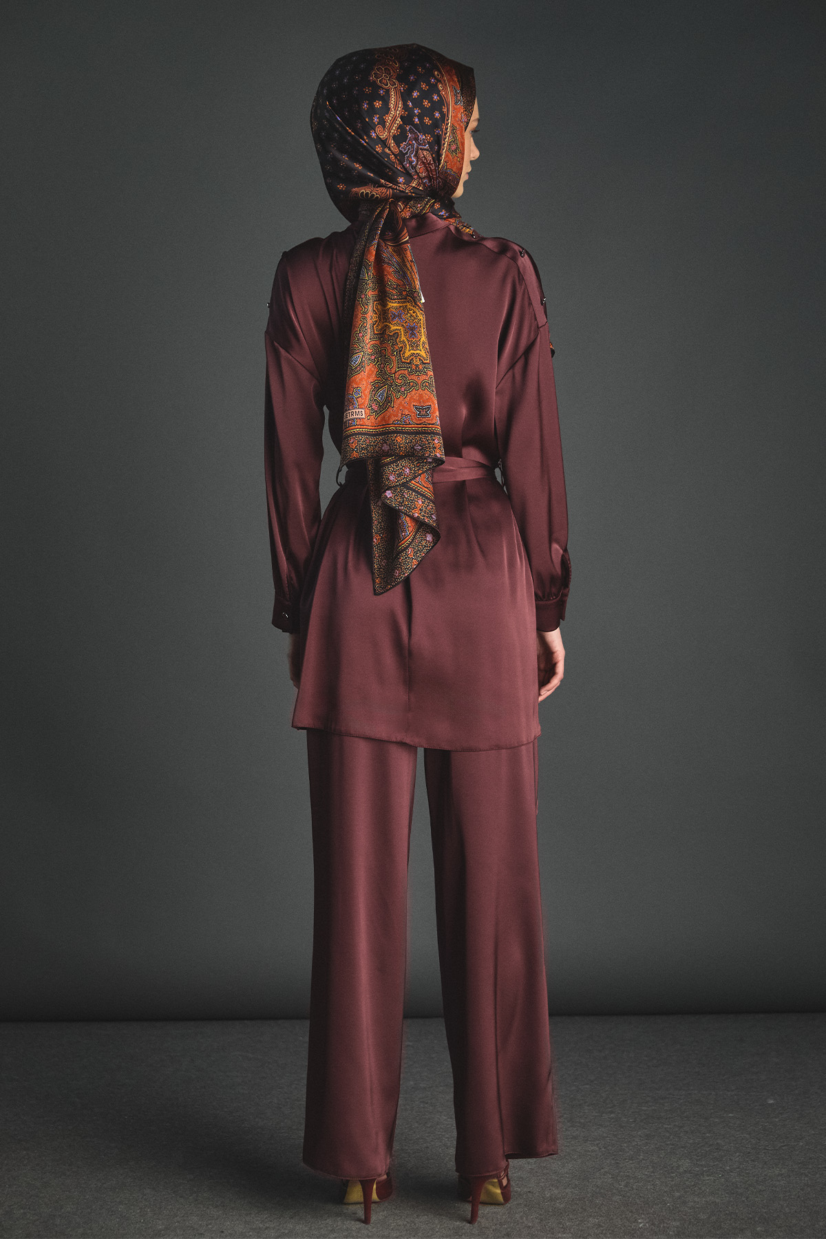 Süs Düğmeli Saten İkili Takım, Tesettür Giyim