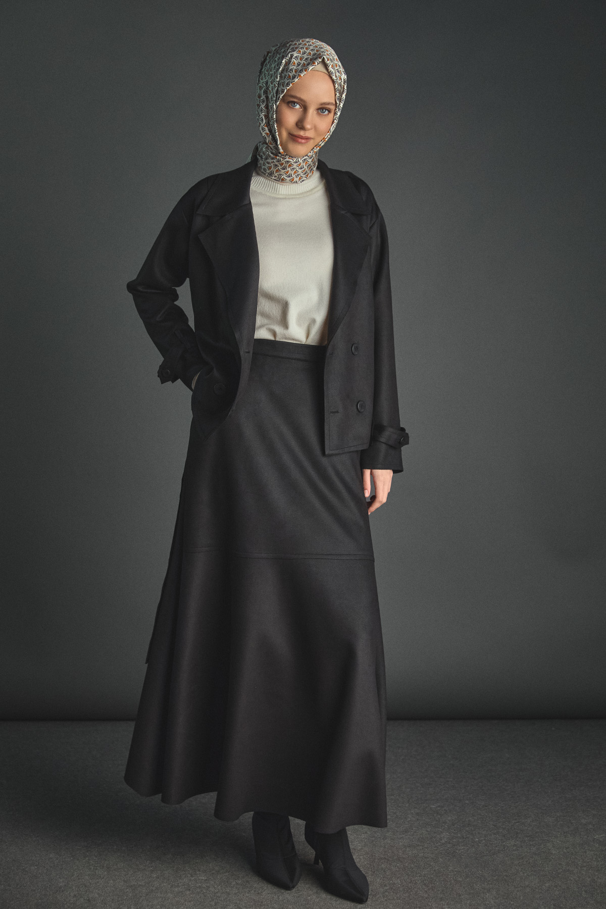 Kuşaklı Kruvaze Ceketli İkili Takım