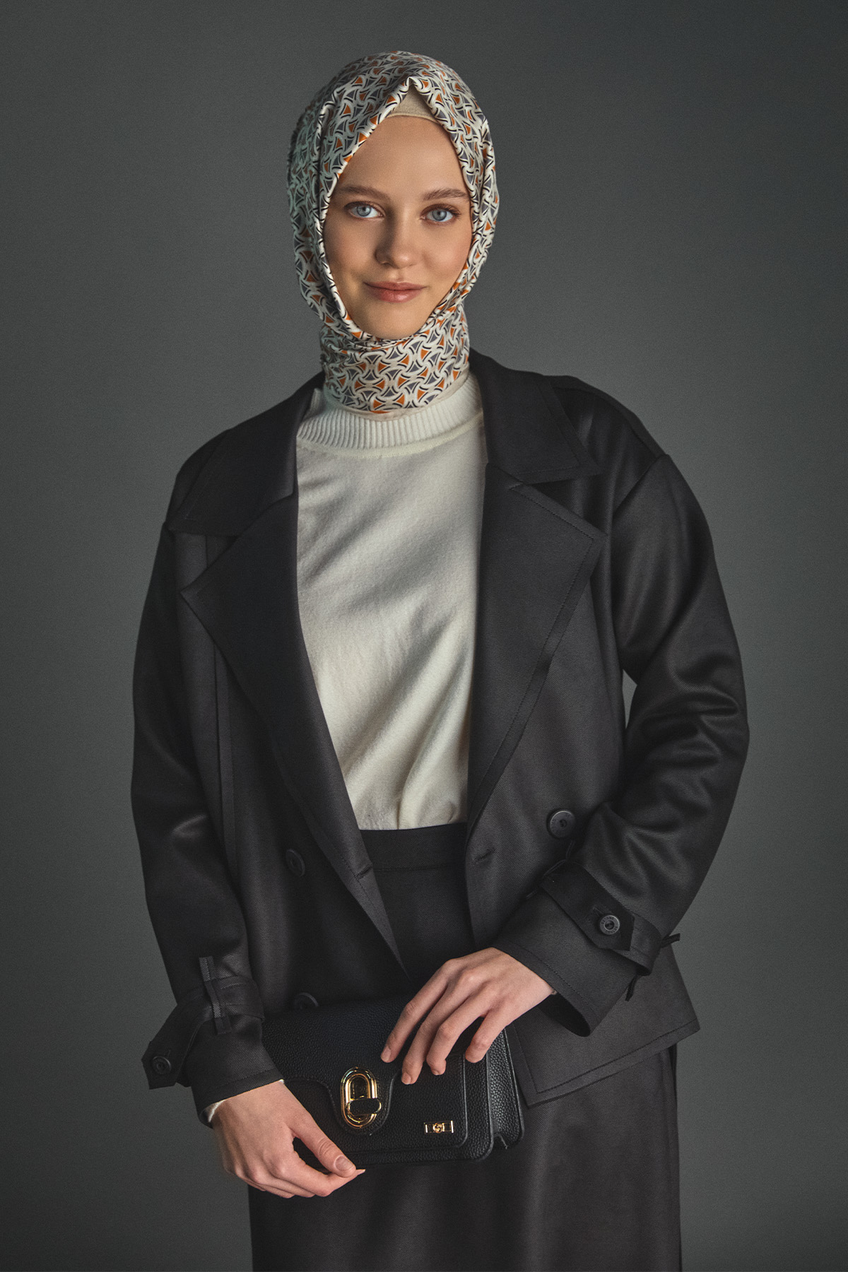 Kuşaklı Kruvaze Ceketli İkili Takım