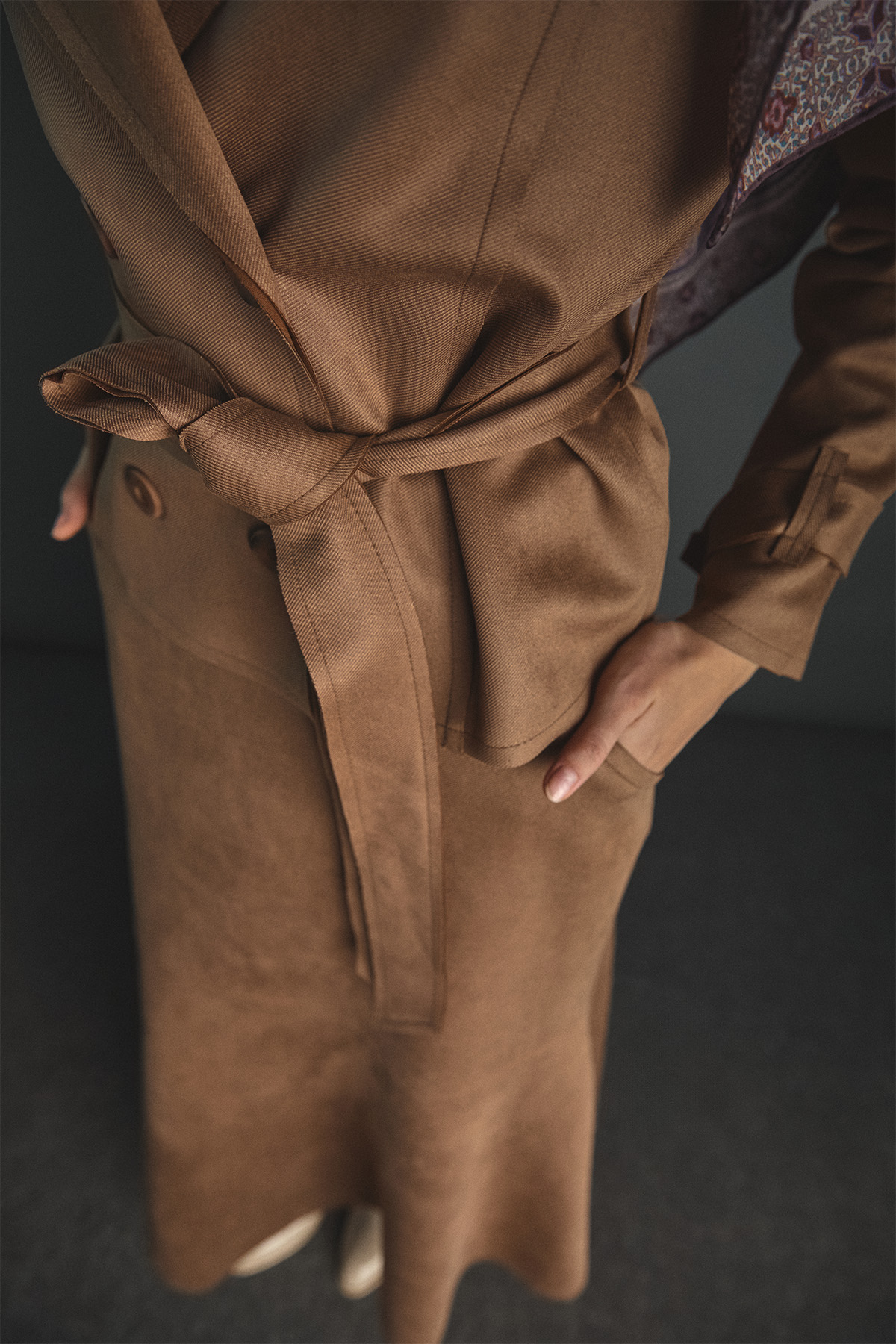 Kuşaklı Kruvaze Ceketli İkili Takım