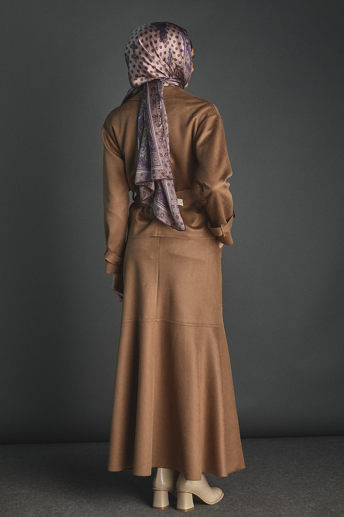 Kuşaklı Kruvaze Ceketli İkili Takım