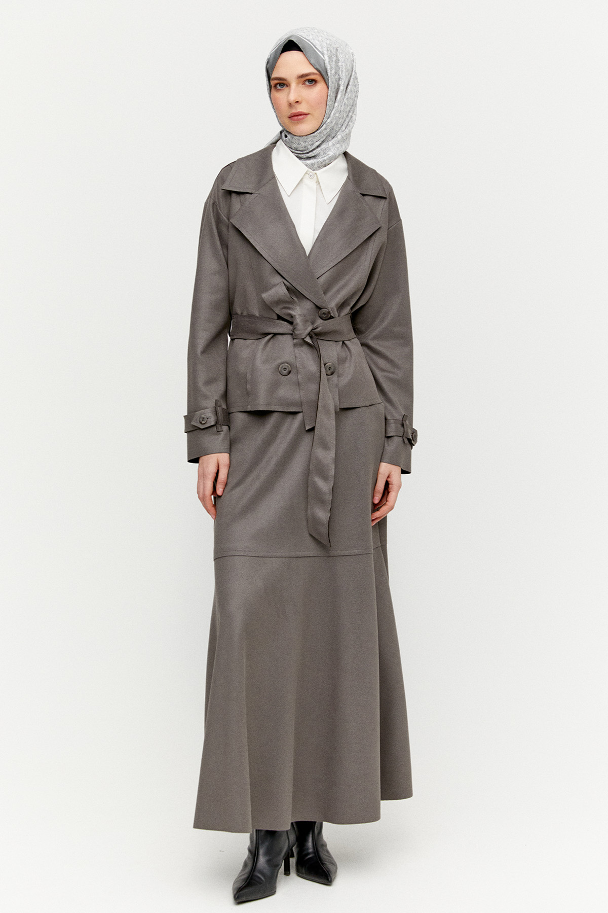 Süet Görünümlü Kruvaze İkili Takım