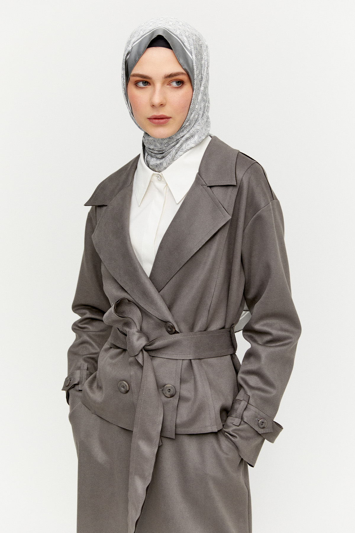 Süet Görünümlü Kruvaze İkili Takım