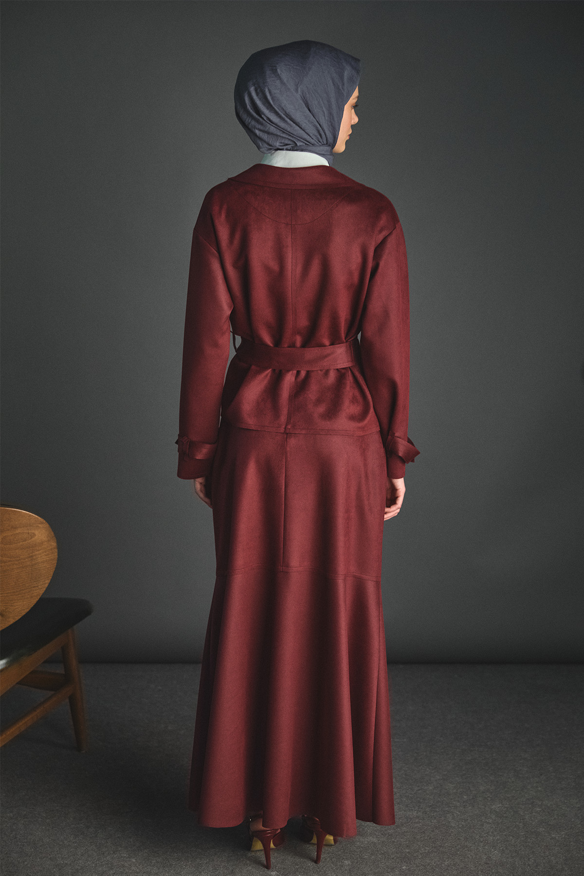 Kuşaklı Kruvaze Ceketli İkili Takım