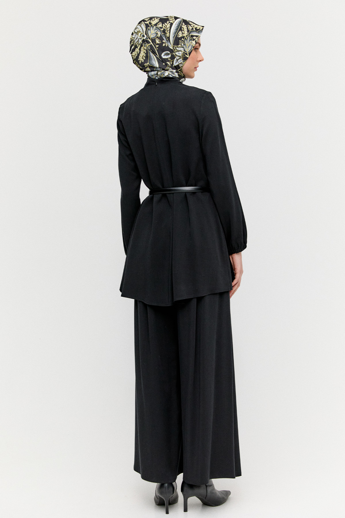 Degaje Yaka Tunik Pantolon Etek İkili Takım, Tesettür Giyim