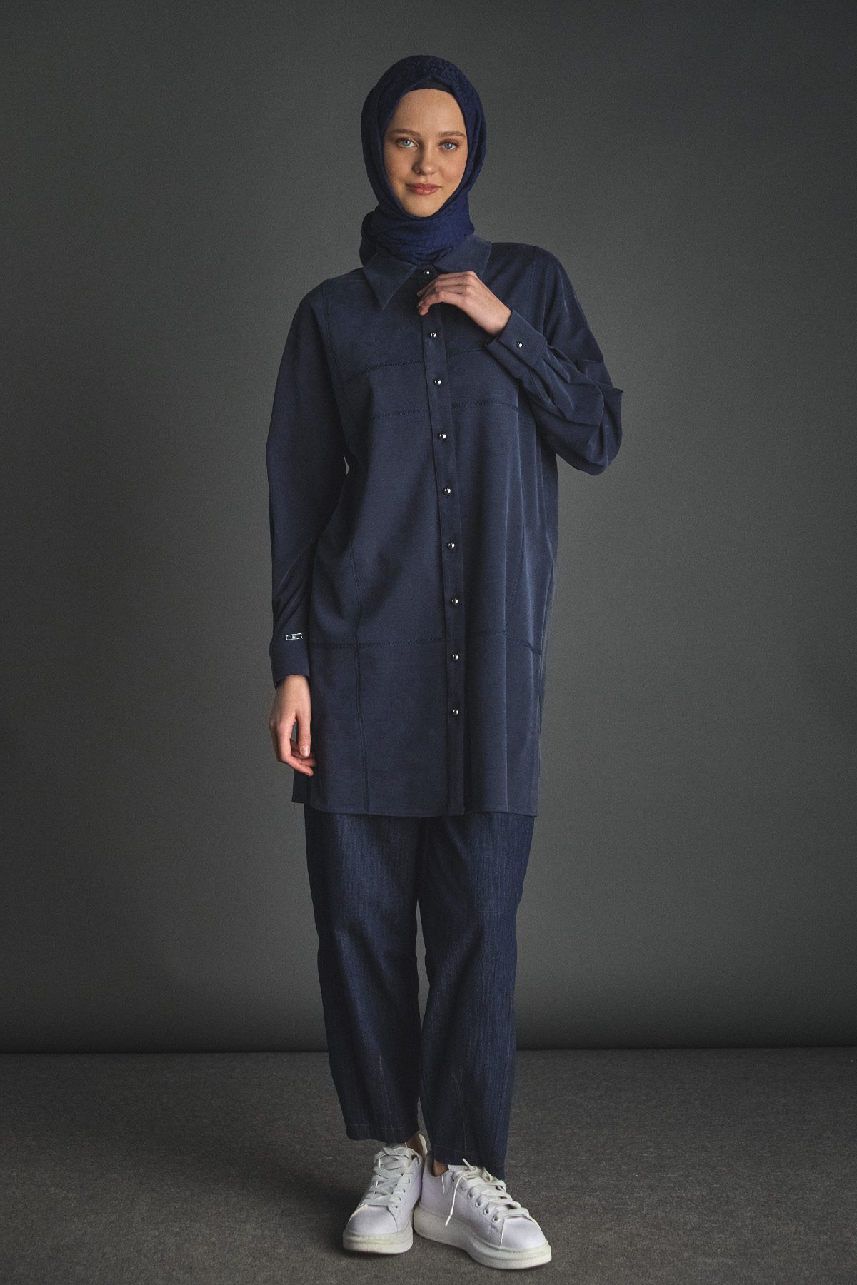 Spor Dikiş Gizli Patlı Lyocell Tunik