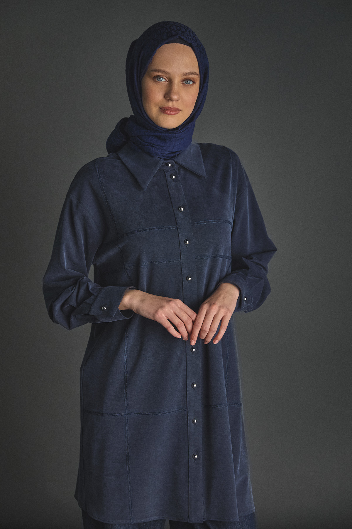 Spor Dikiş Gizli Patlı Lyocell Tunik