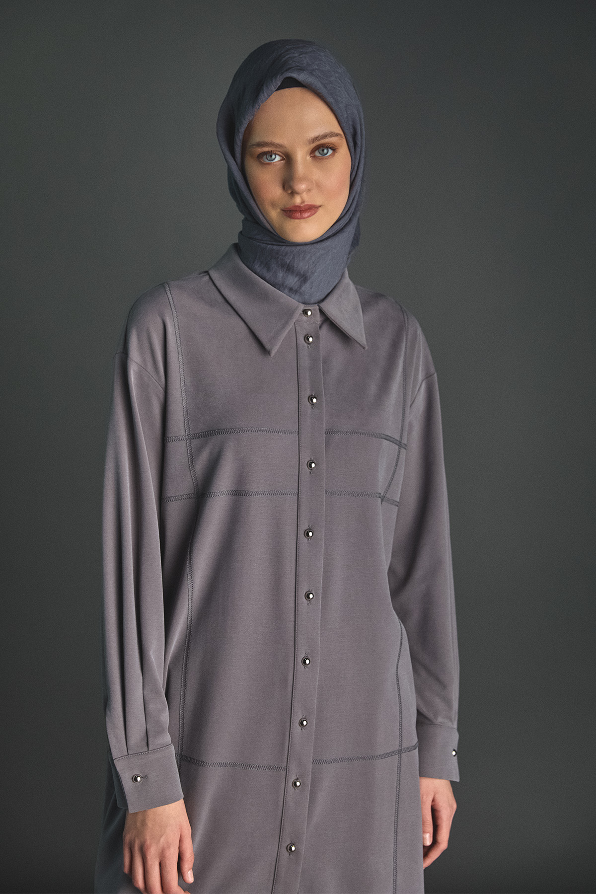 Spor Dikiş Gizli Patlı Lyocell Tunik