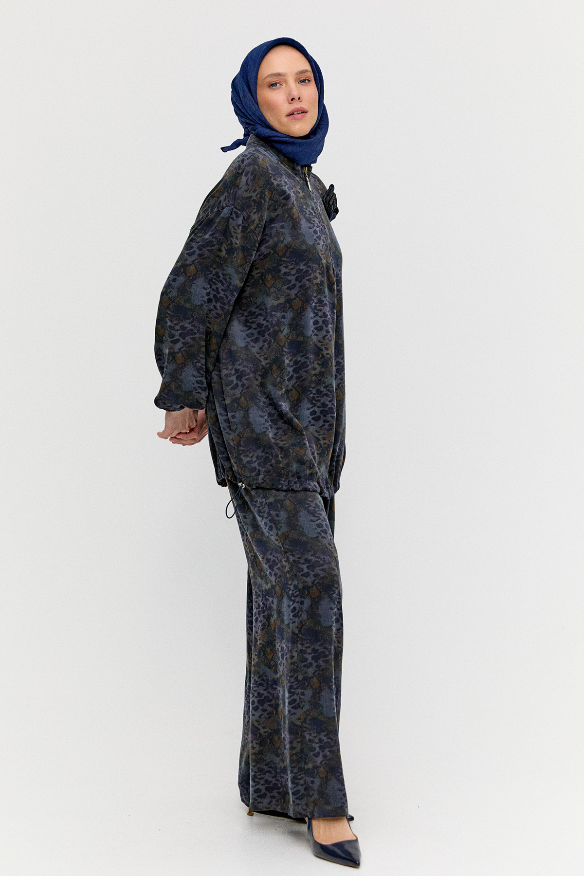 Desenli Rahat Kesim Lyocell İkili Takım, Tesettür Giyim