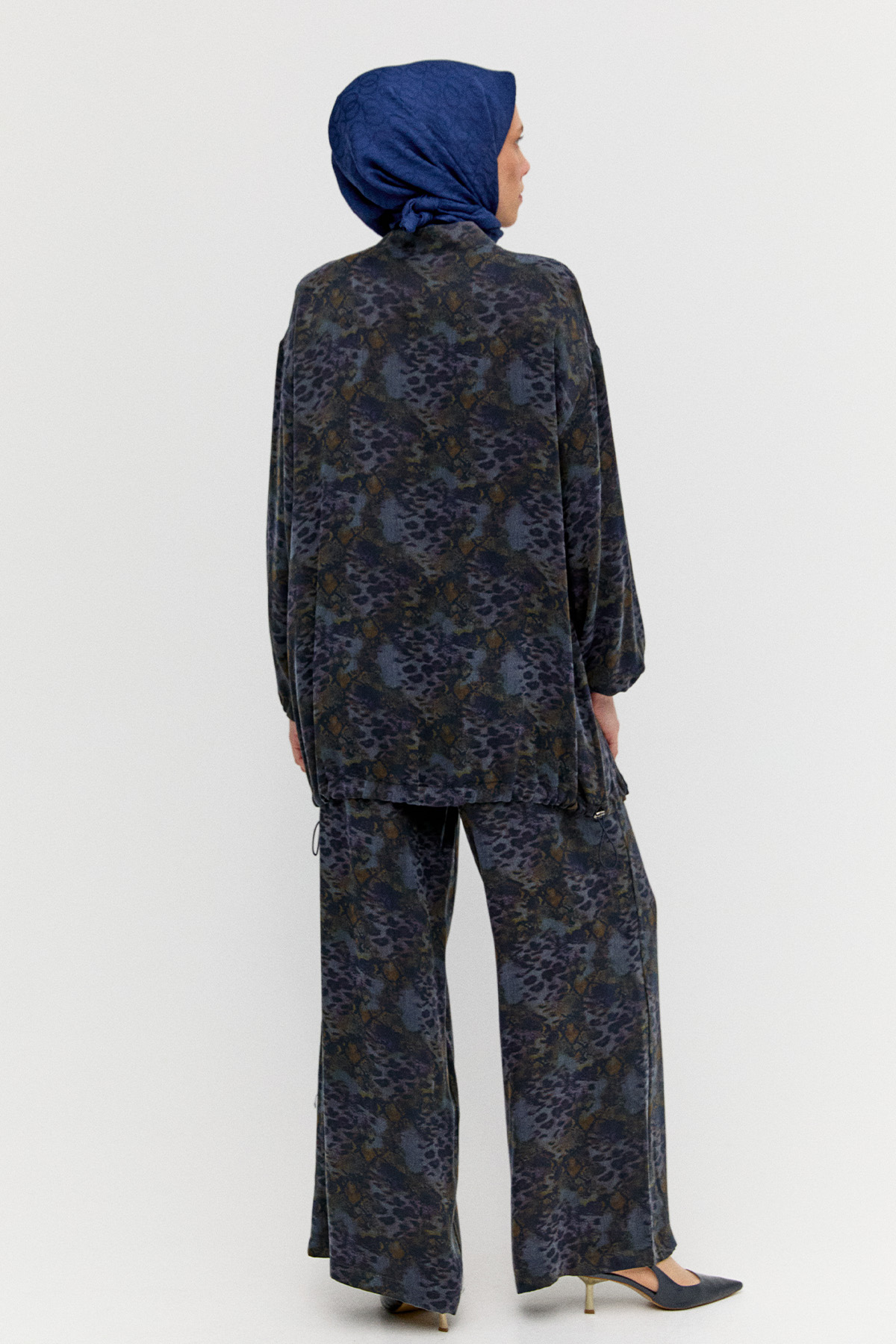 Desenli Rahat Kesim Lyocell İkili Takım, Tesettür Giyim