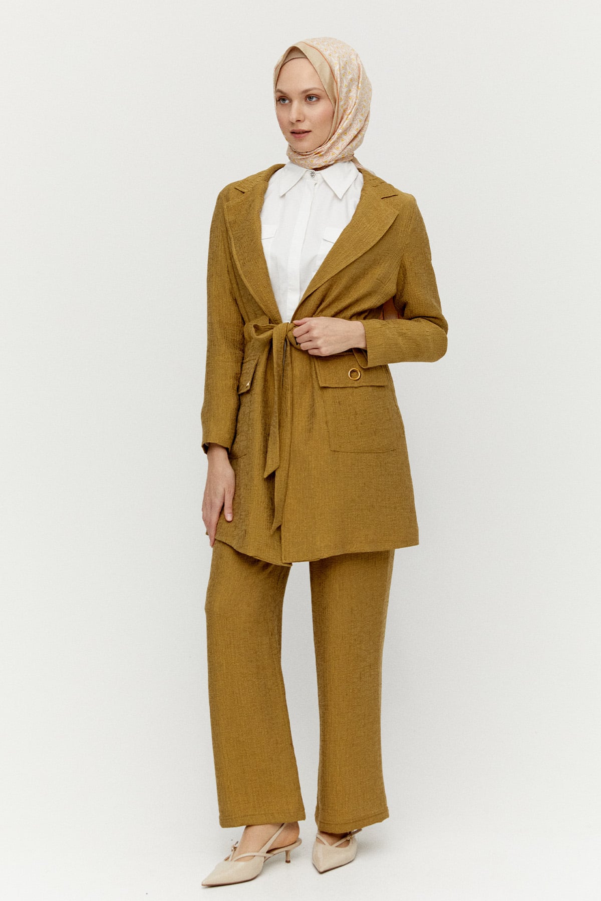 Kuşaklı Dokulu İkili Takım, Tesettür Giyim