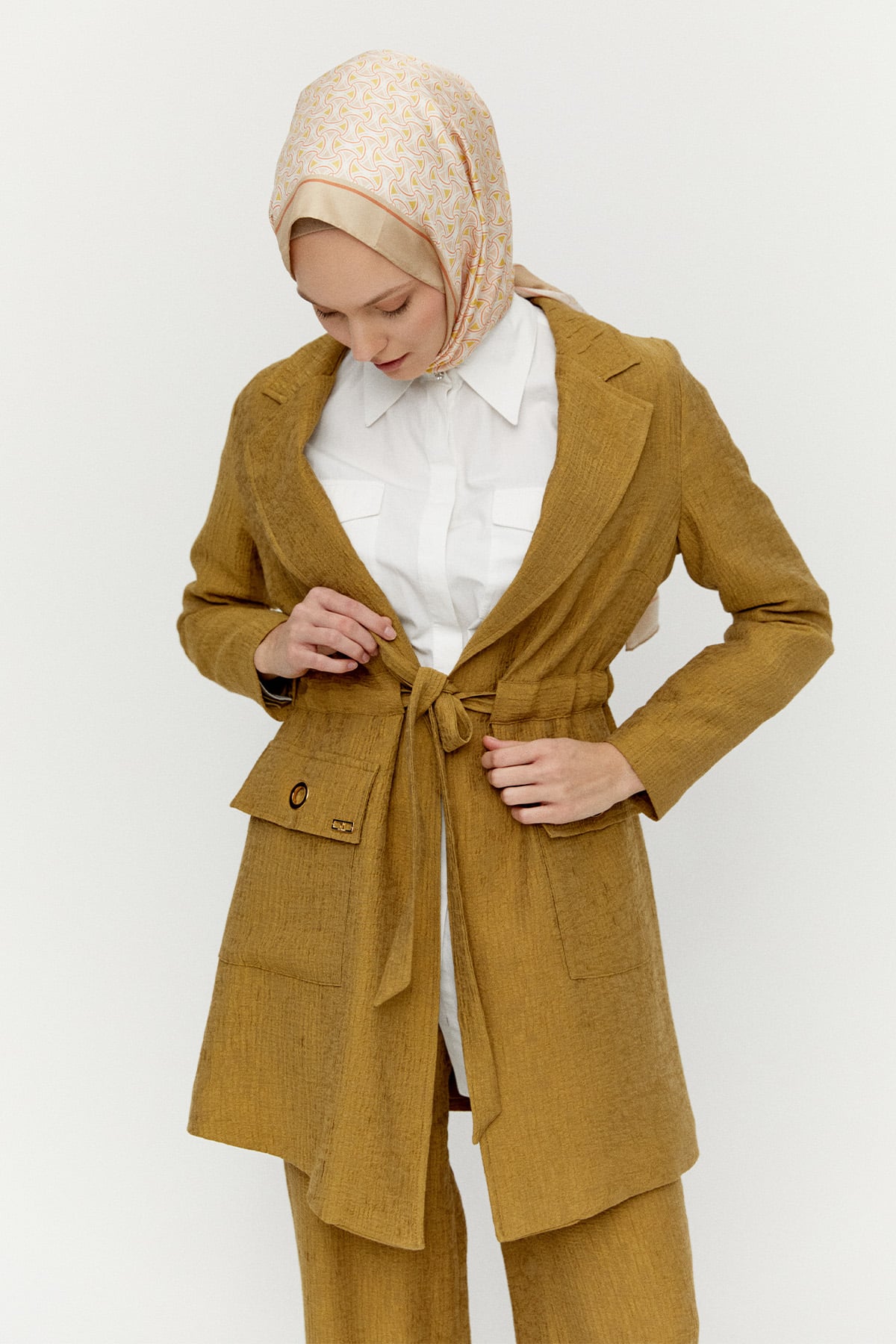 Kuşaklı Dokulu İkili Takım, Tesettür Giyim