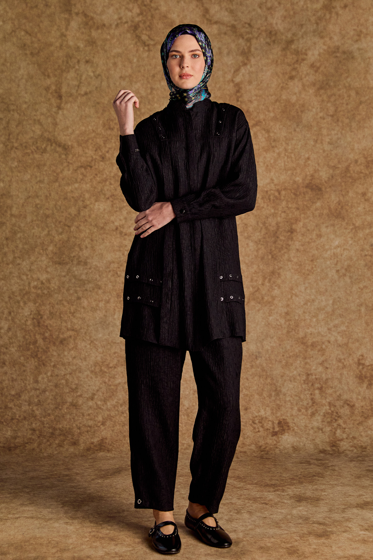 Kuşgözü Detaylı Dokulu İkili Takım