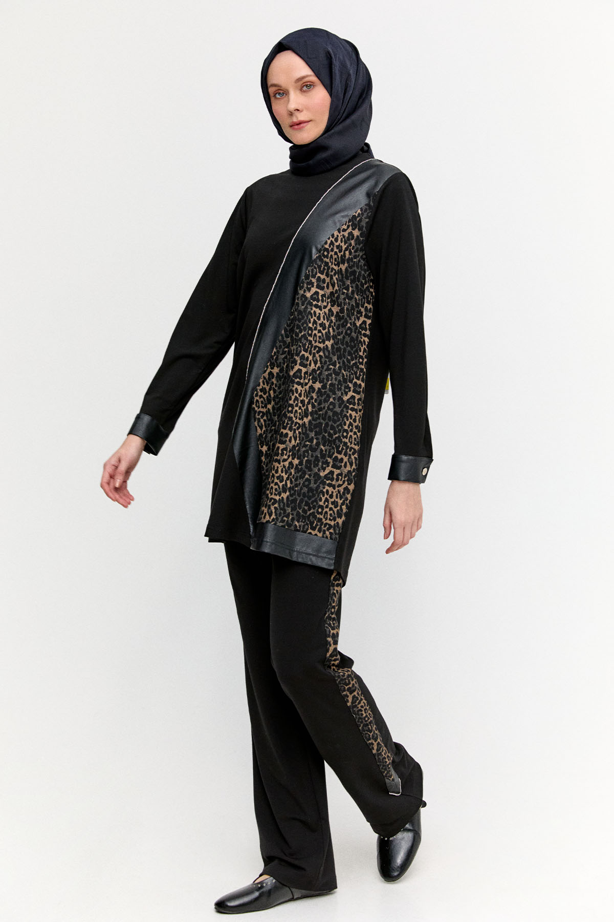 Leoparlı Penye İkili Takım, Tesettür Giyim